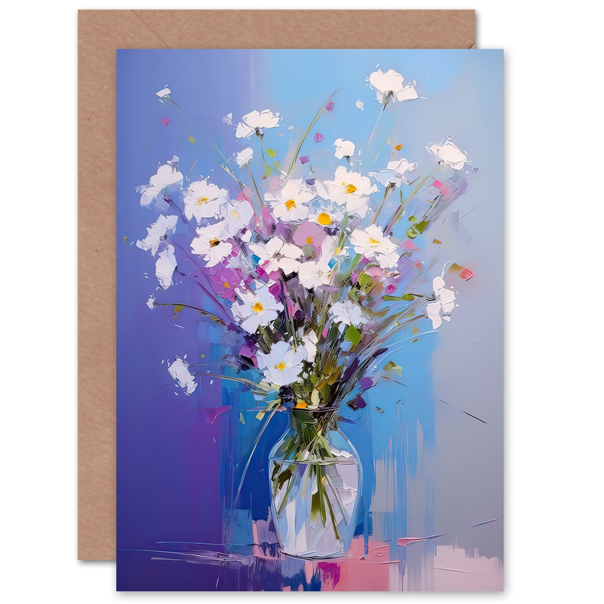 White Daisy Bouquet Wildflower Blooms Birthday Thank You Greeting Card