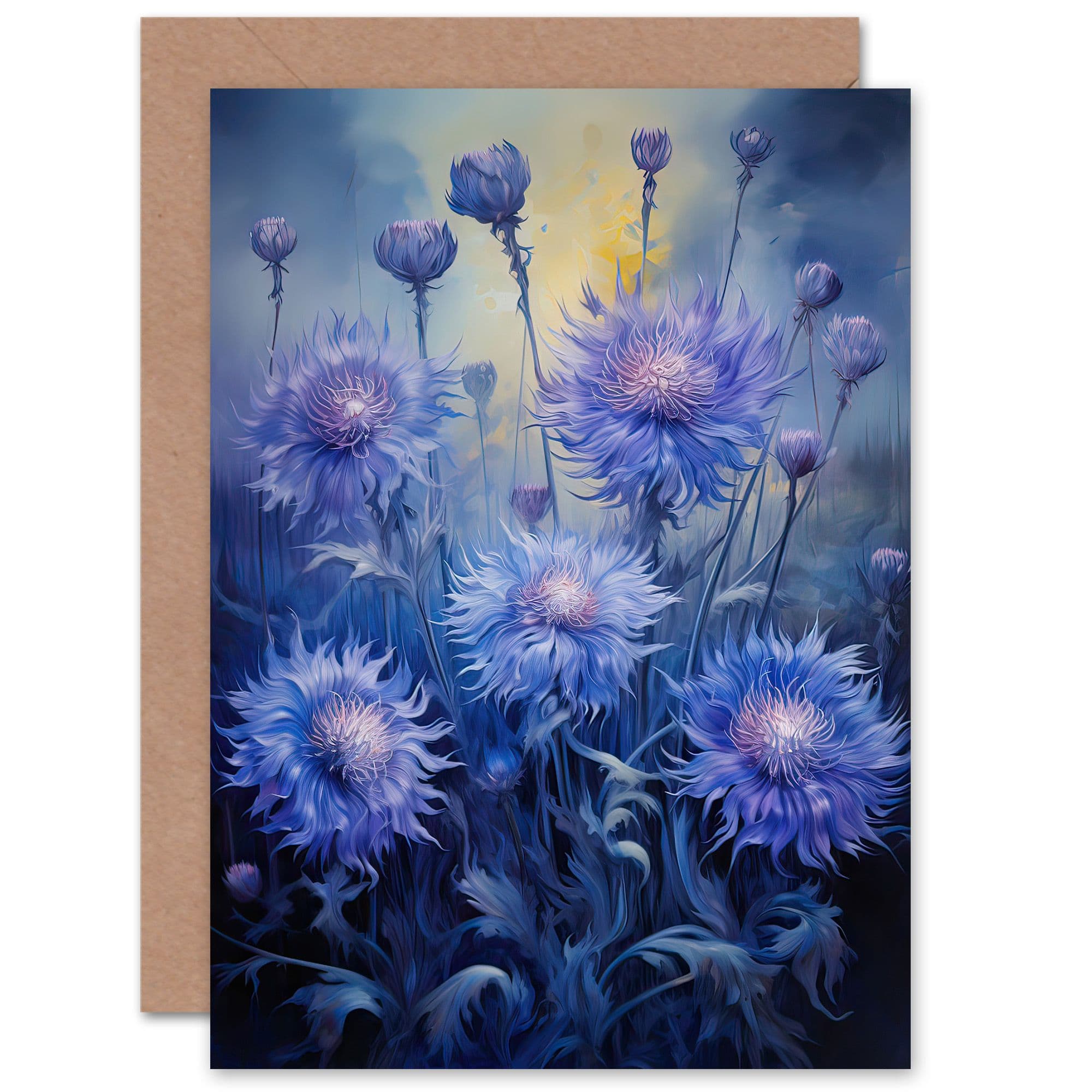 Calming Cornflowers Blue Thinking of You Get Well Soon Greeting Card
