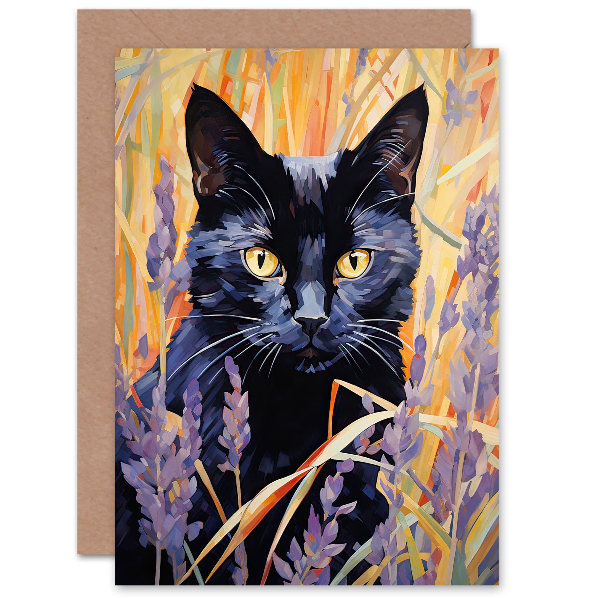 Cat in Cornfield for Wife Her Birthday Thank You Greeting Card & Envelope