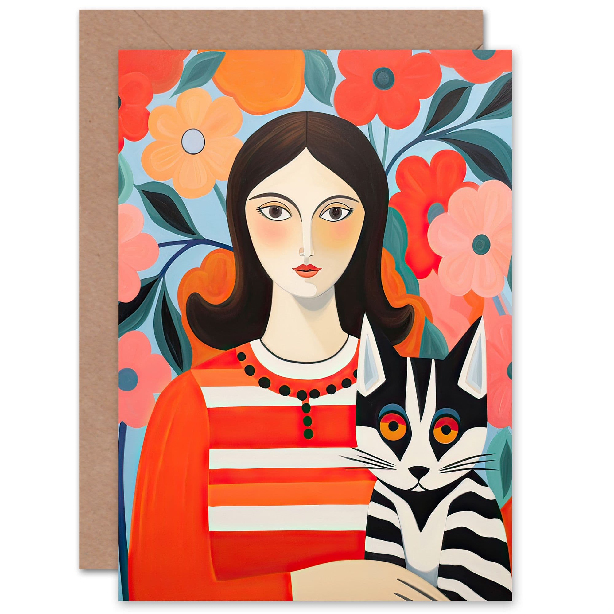 Matisse Moggie Cat Mum Fun Bright Wife Her Birthday Greeting Card
