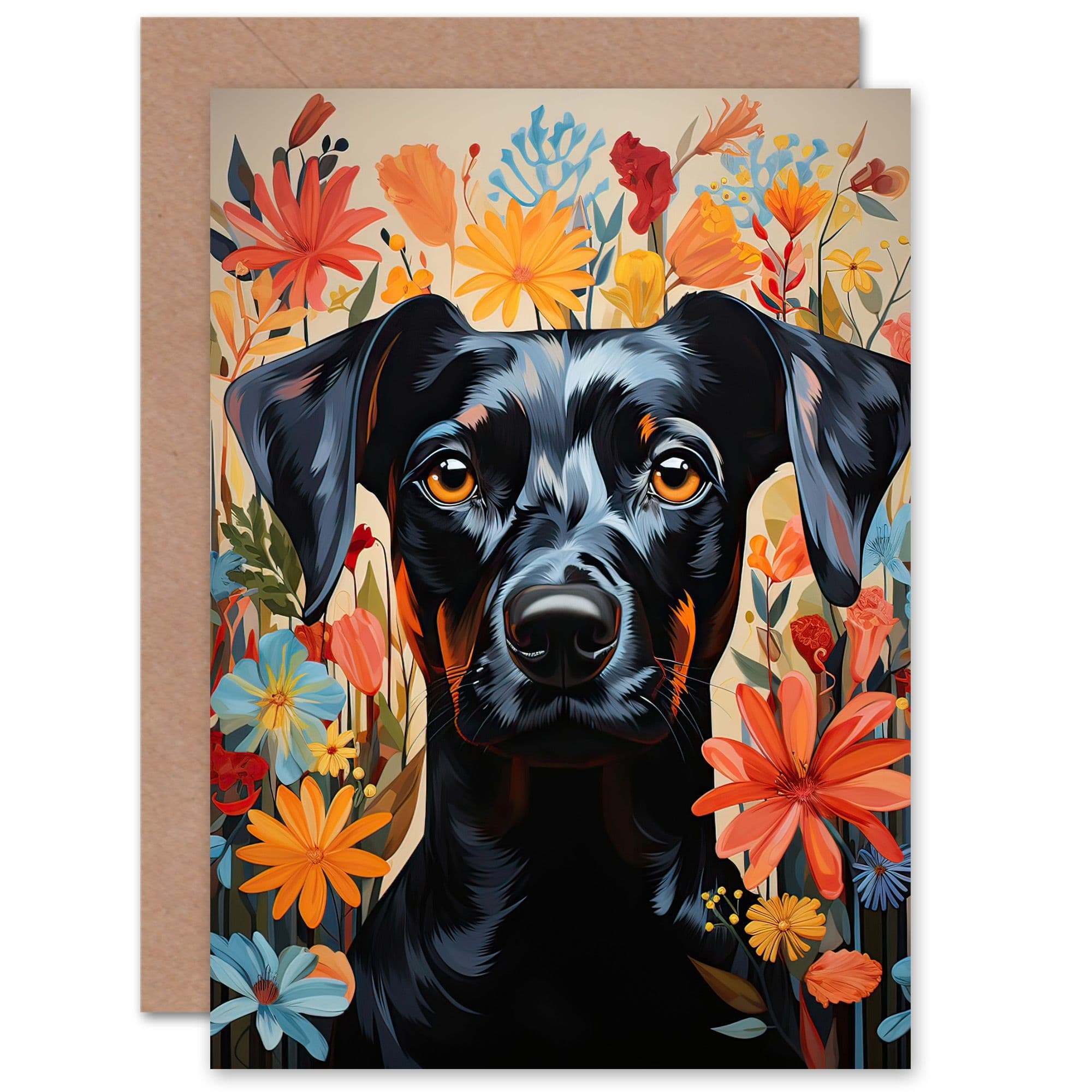 Dog Colourful Flowers Dog Mum Wife Her Birthday Greeting Card