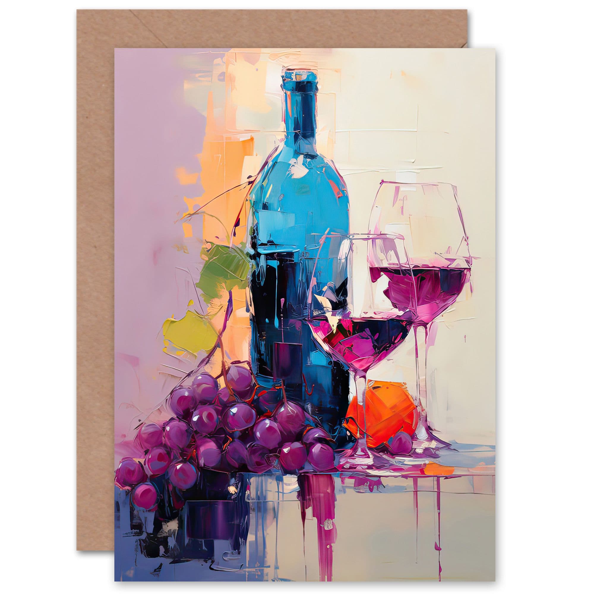 Wine Lovers Still Life for Him or Her Birthday Thank You Greeting Card