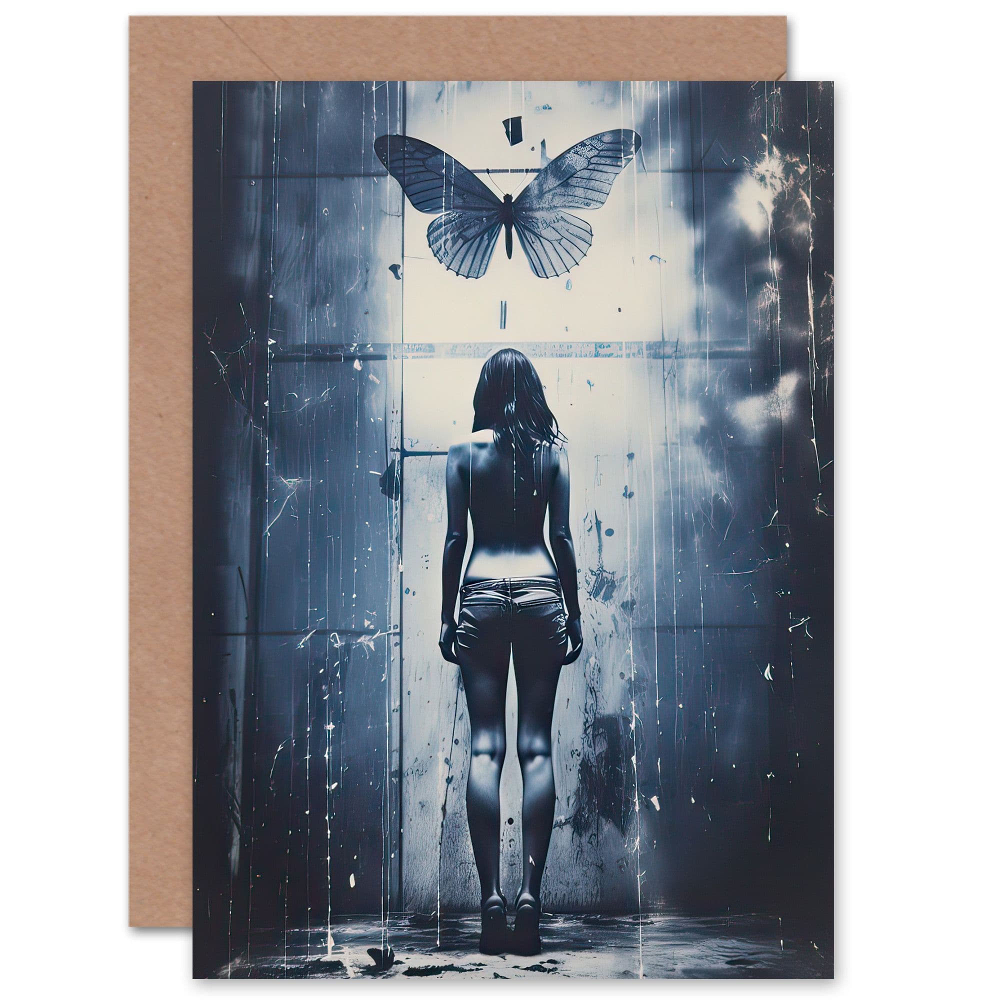 Butterfly Dreams Abstract Grunge Emo Her Birthday Thank You Greeting Card