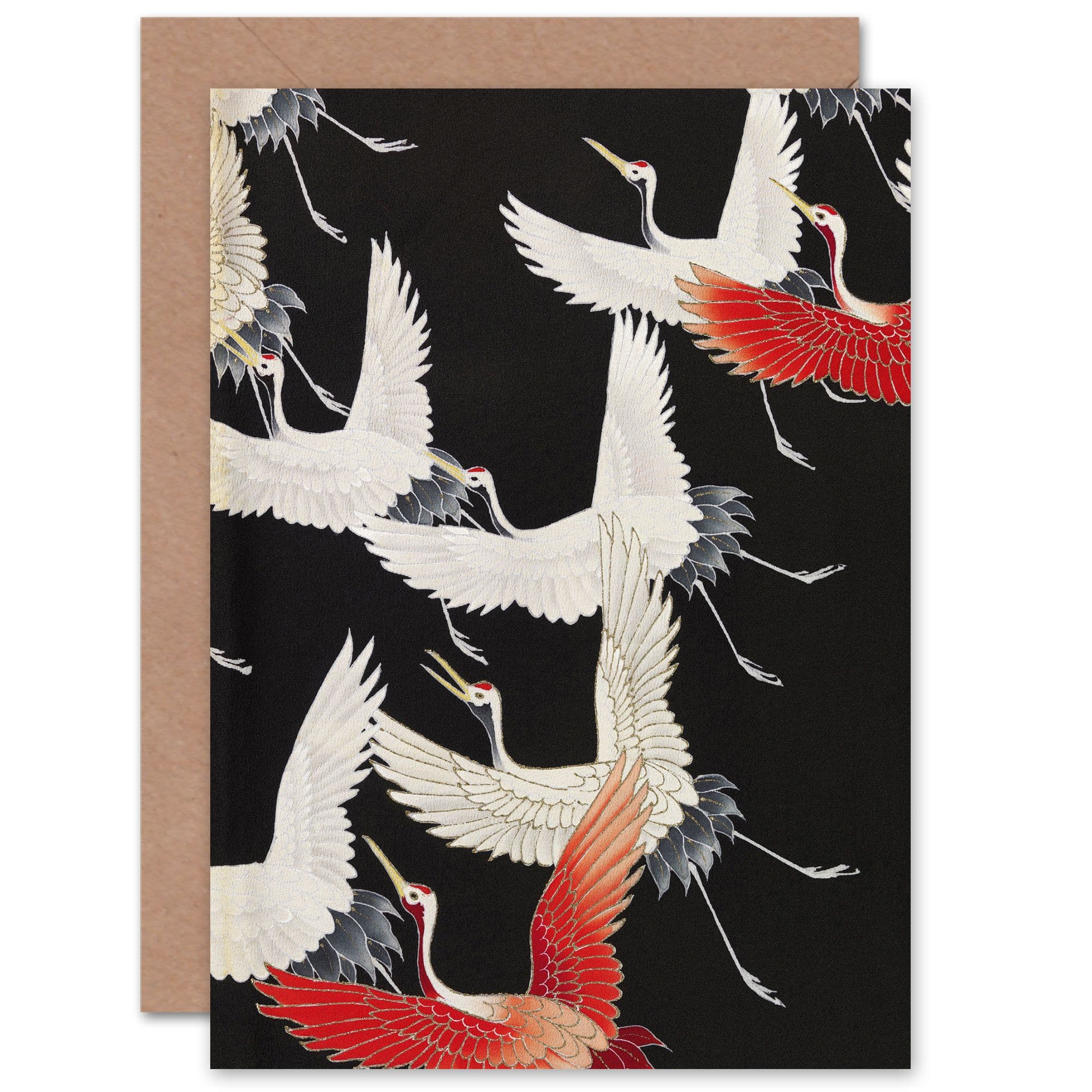 Japanese Crane Bird Pattern for Him Her for All Occasions Greeting Card