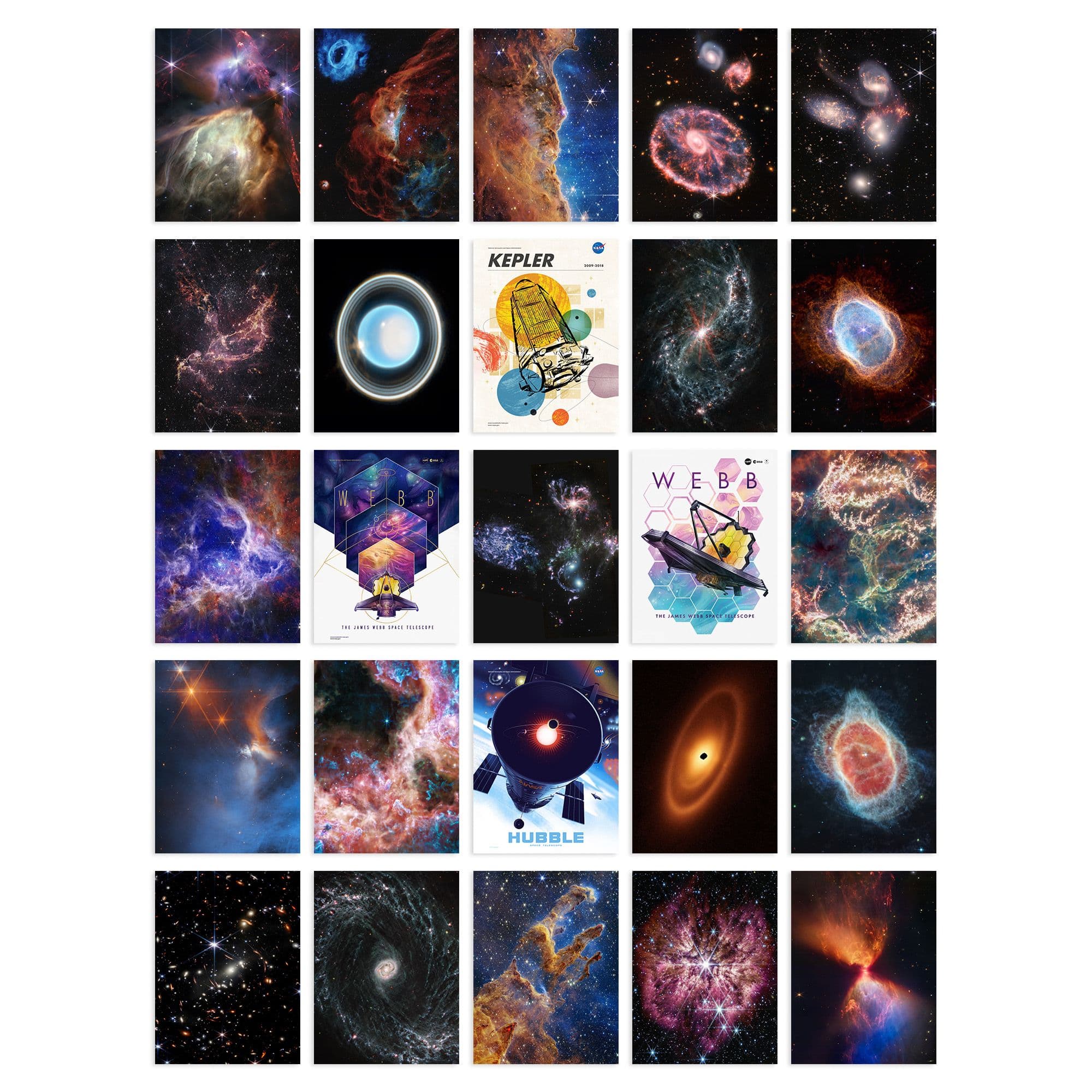 Wall Art Print Set Pack 50 James Webb Hubble Nasa Galaxies Star Clusters Universe Outer Space Collage Kit Postcards Bedroom A6 Set Pack 15x10 cm (6