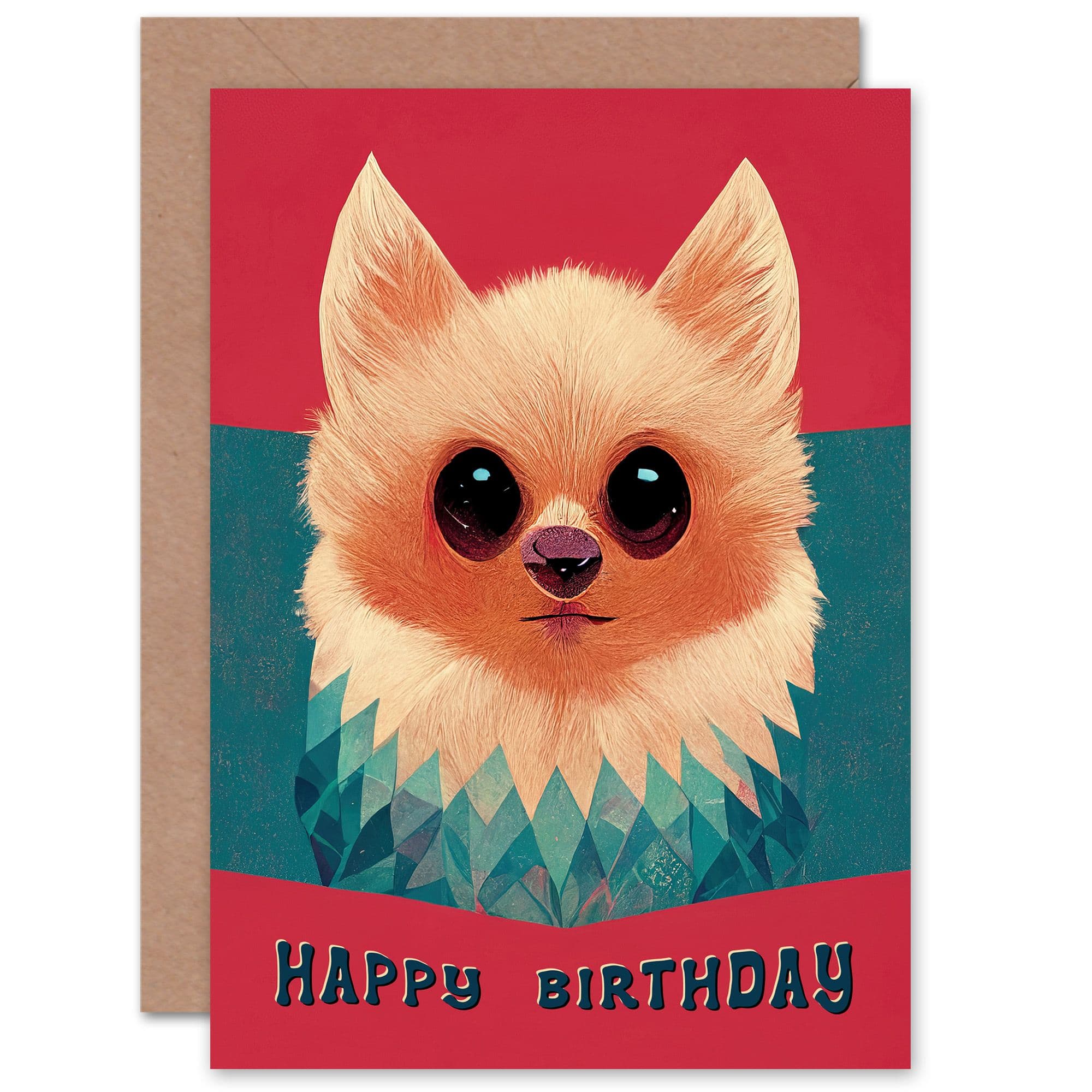 Birthday Pomeranian Japanese Kitsune For Him Her Greeting Card