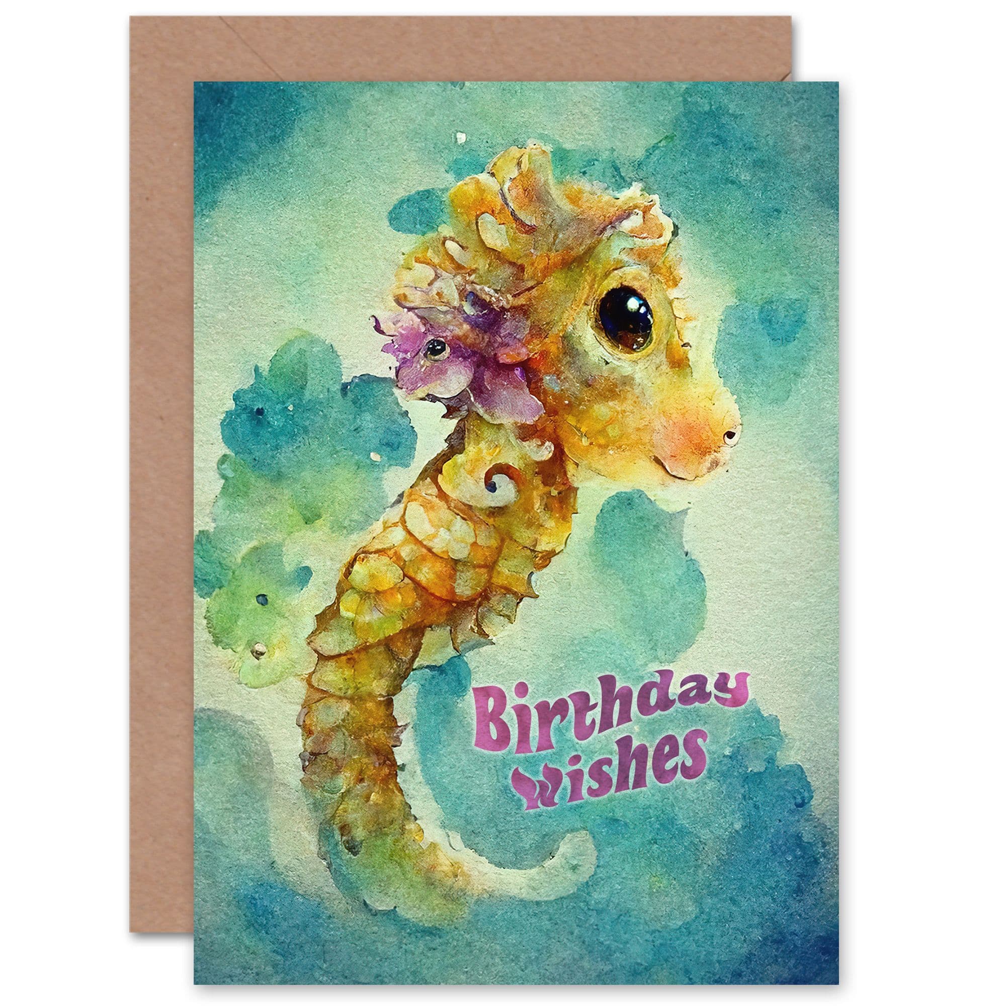 Kids Birthday Cute Seahorse 4th 5th 6th 7th For Child Daughter Greeting Card