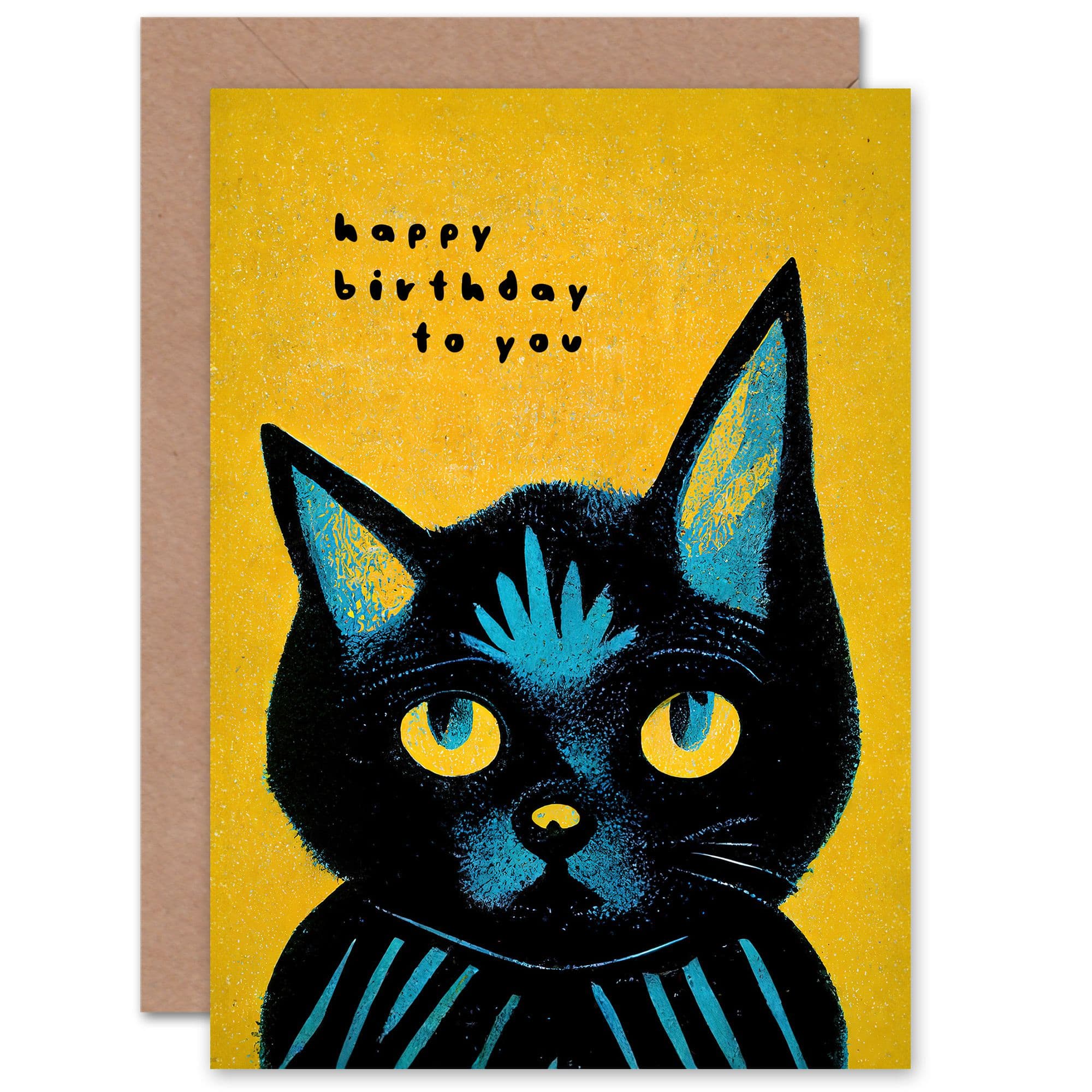 Birthday Quirky Blue Cat Lover Him Her Greeting Card