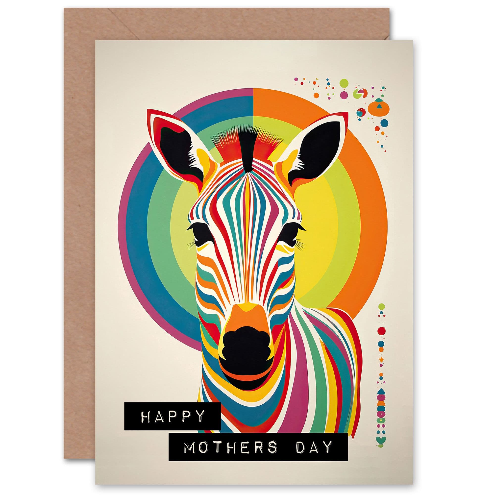 Mothers Day Zebra Bauhaus Funky Modern Mum Mom Her Greeting Card