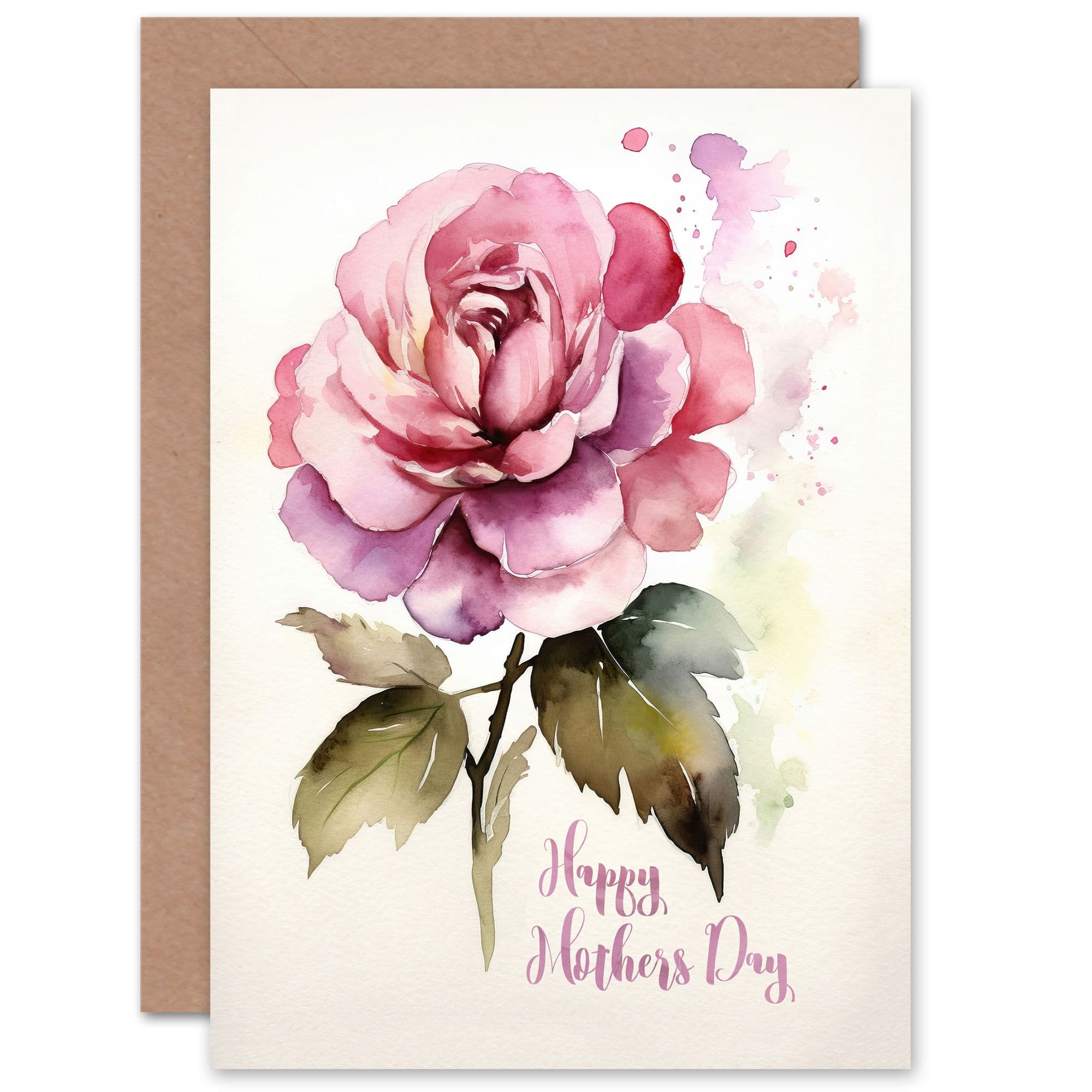 Mothers Day Rose Flower Floral Watercolour For Mum Mom Her Greeting Card