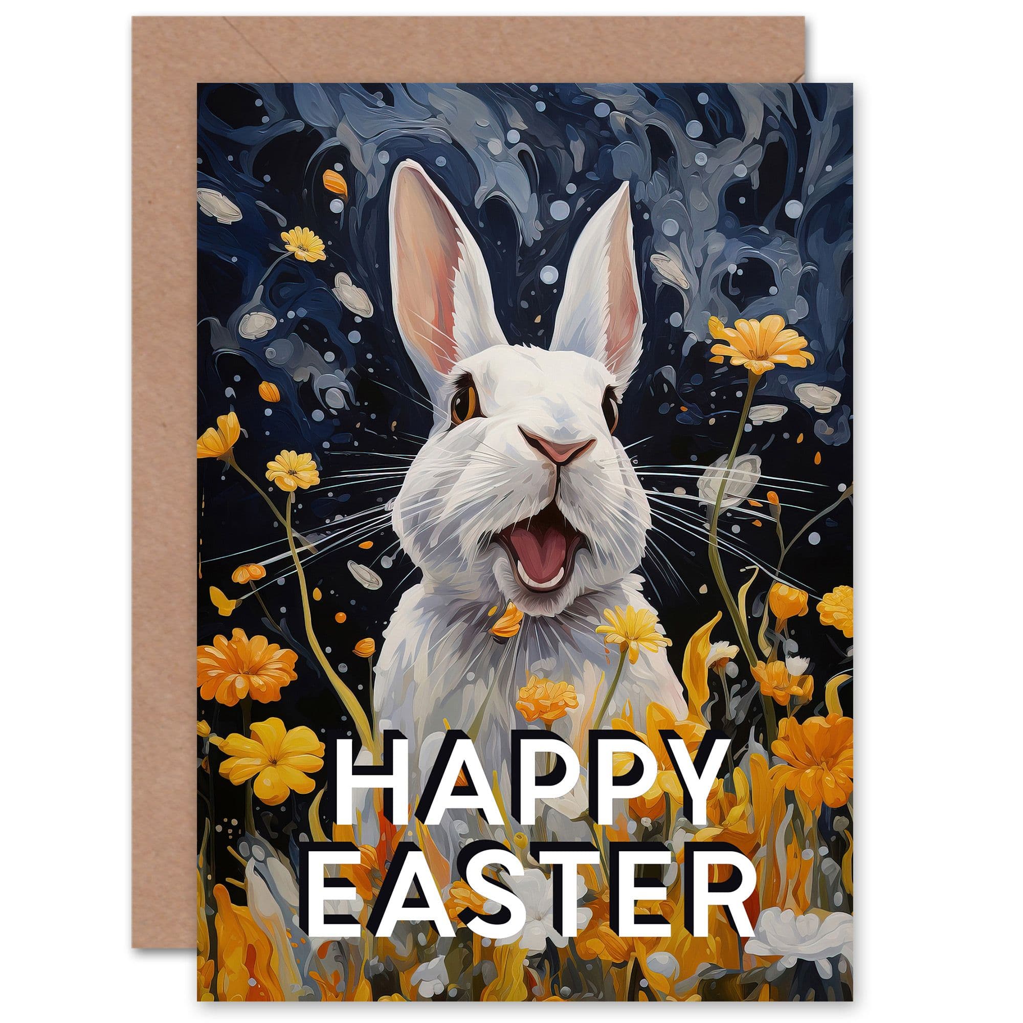 Happy Easter Bunny Daisy Flower Meadow Her Him Greeting Card