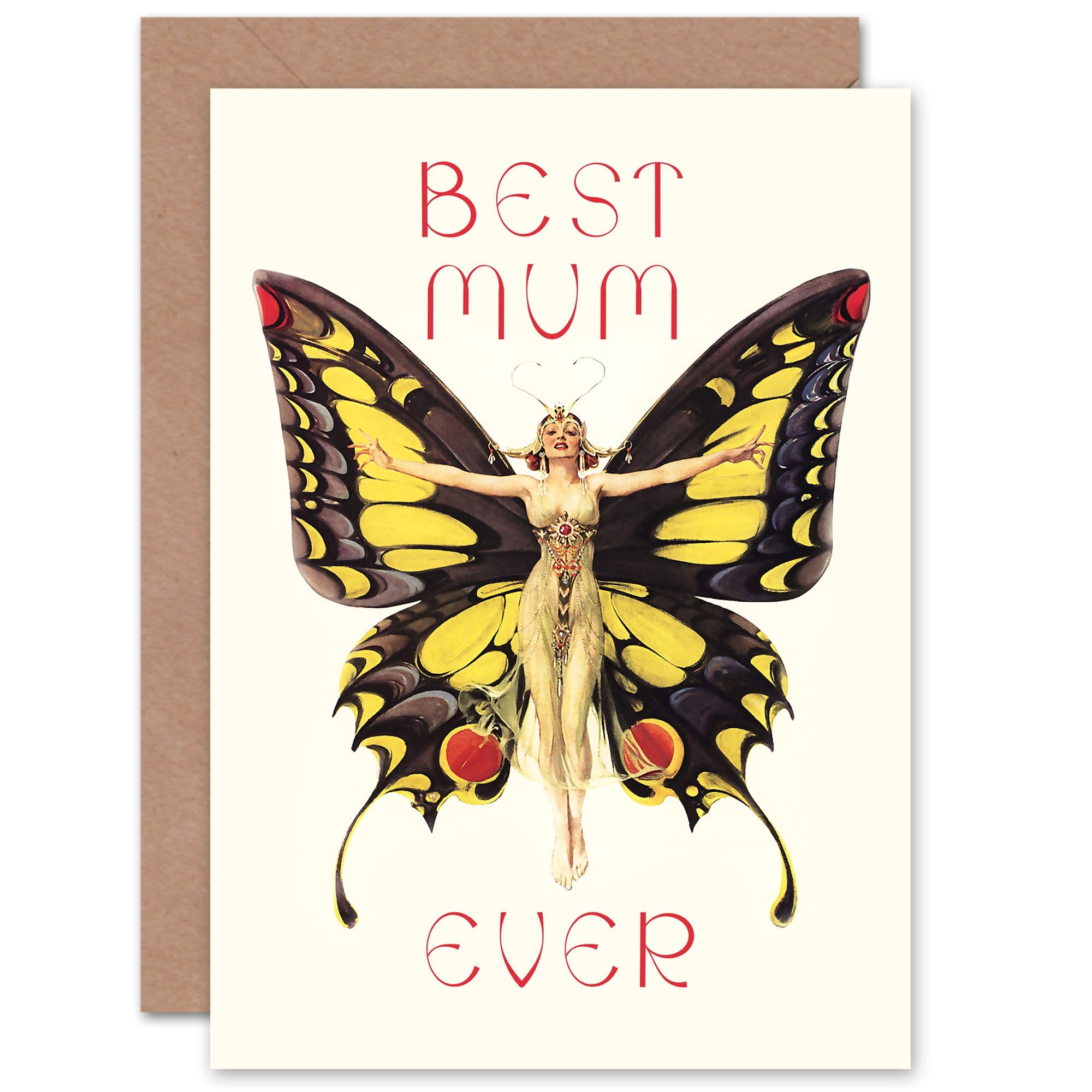 Mothers Day Butterfly Dancer Art Nouveau 1920s Retro Mum Mom Her Greeting Card