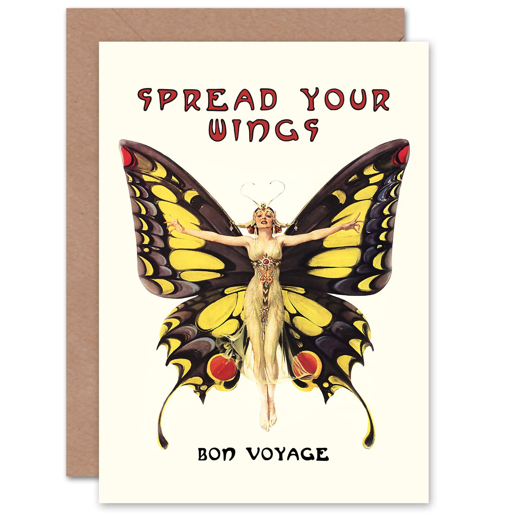 Bon Voyage Butterfly Dancer Art Nouveau 1920s Retro For Her Wife Sister Mother Greeting Card