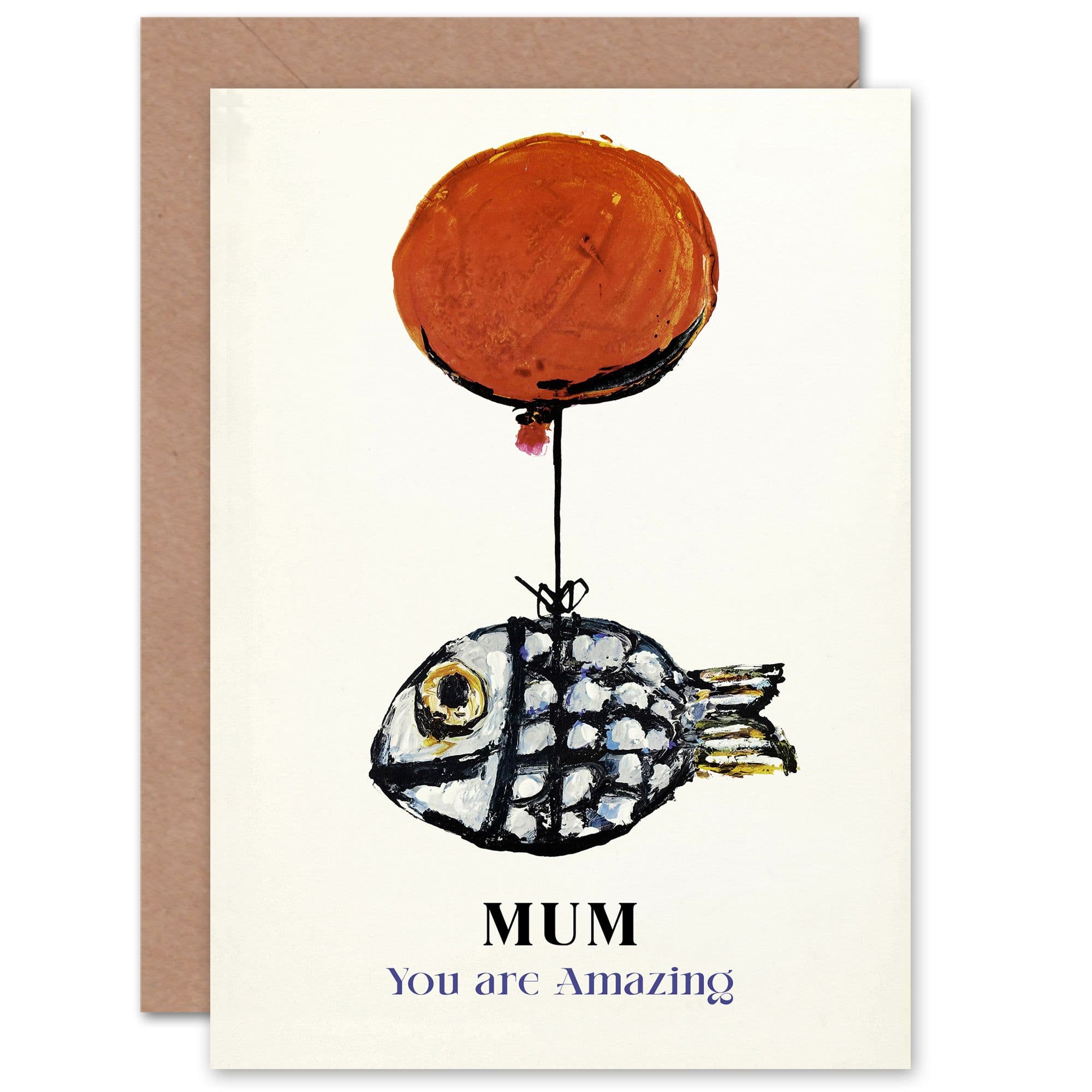 Mothers Day Abstract Oil Painting Balloon Fish Fun For Mum Mom Her Greeting Card