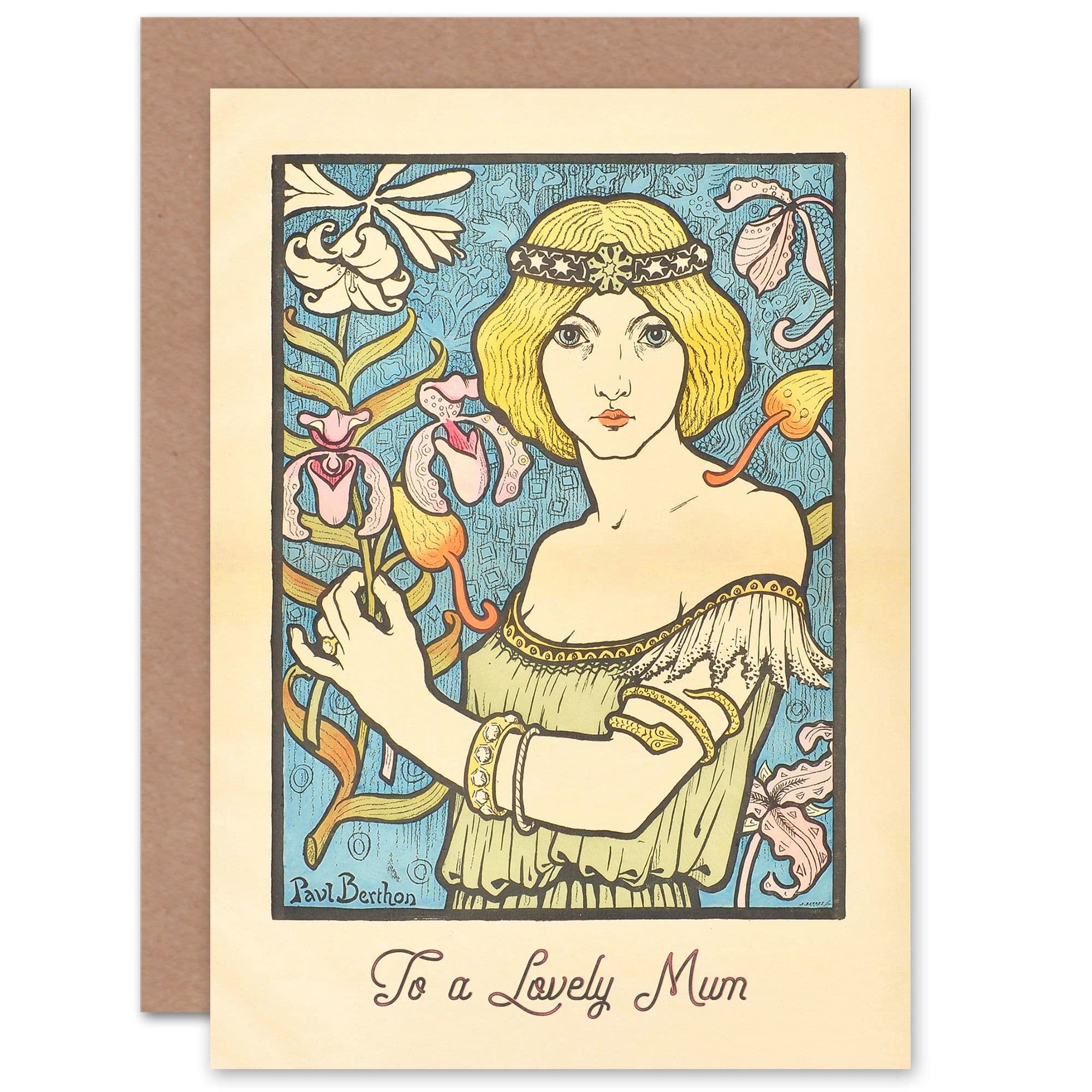 Mothers Day Art Nouveau French Paul Berthon Salon Des Cent Mum Mom Her Greeting Card