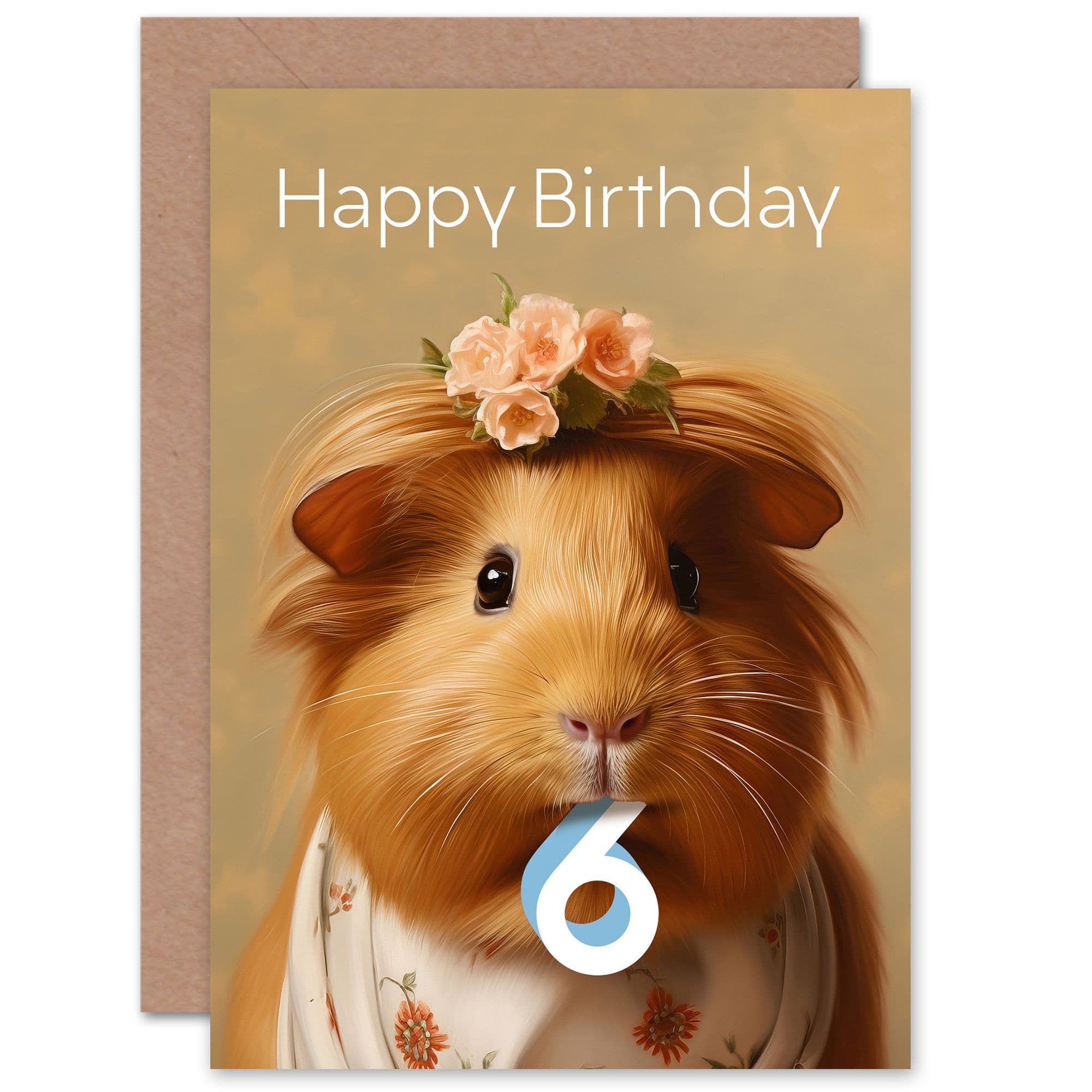 Birthday Age 6 Dressed Up Guinea Pig Lover Daughter Greeting Card