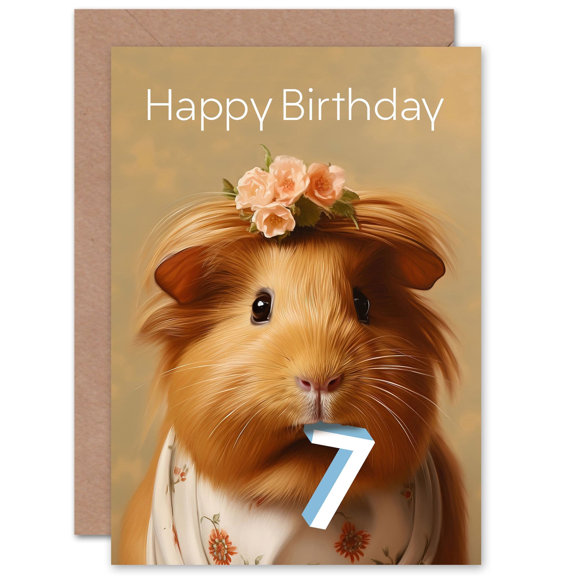 Birthday Age 7 Dressed Up Guinea Pig Lover Daughter Greeting Card