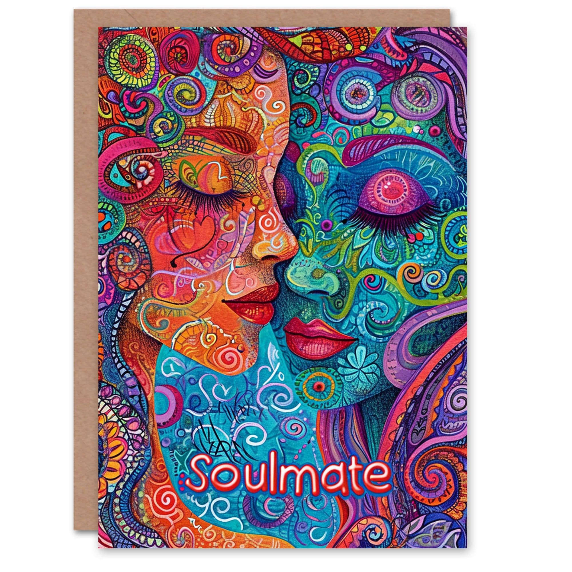 Anniversary Card Soulmate LGBT Psychedelic Maximalist Art For Her Wife Partner