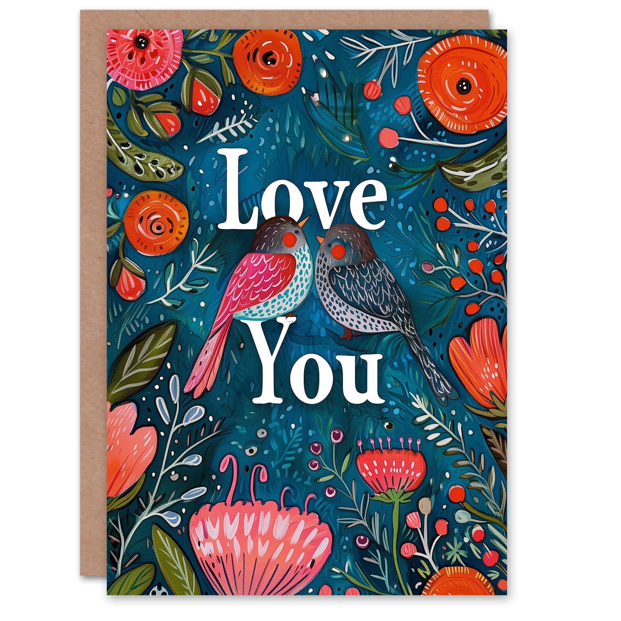 Anniversary Card Love You Birds Flowers For Her Wife Partner
