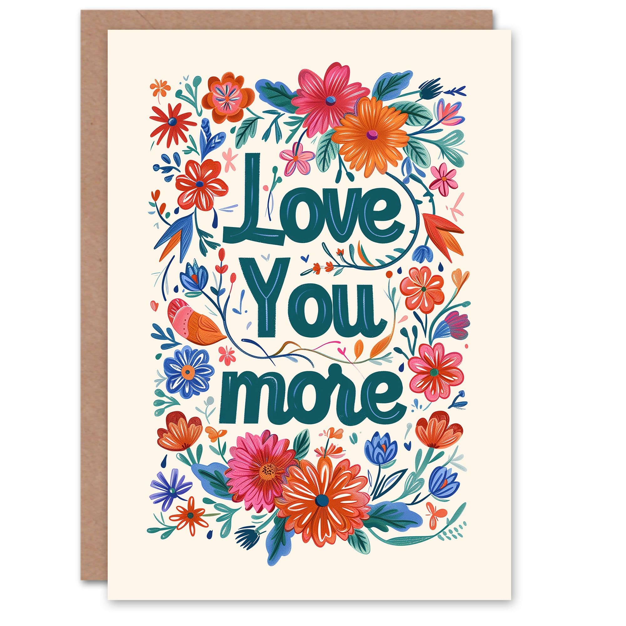 Anniversary Card Love You More Simple Floral Design For Her Wife Partner