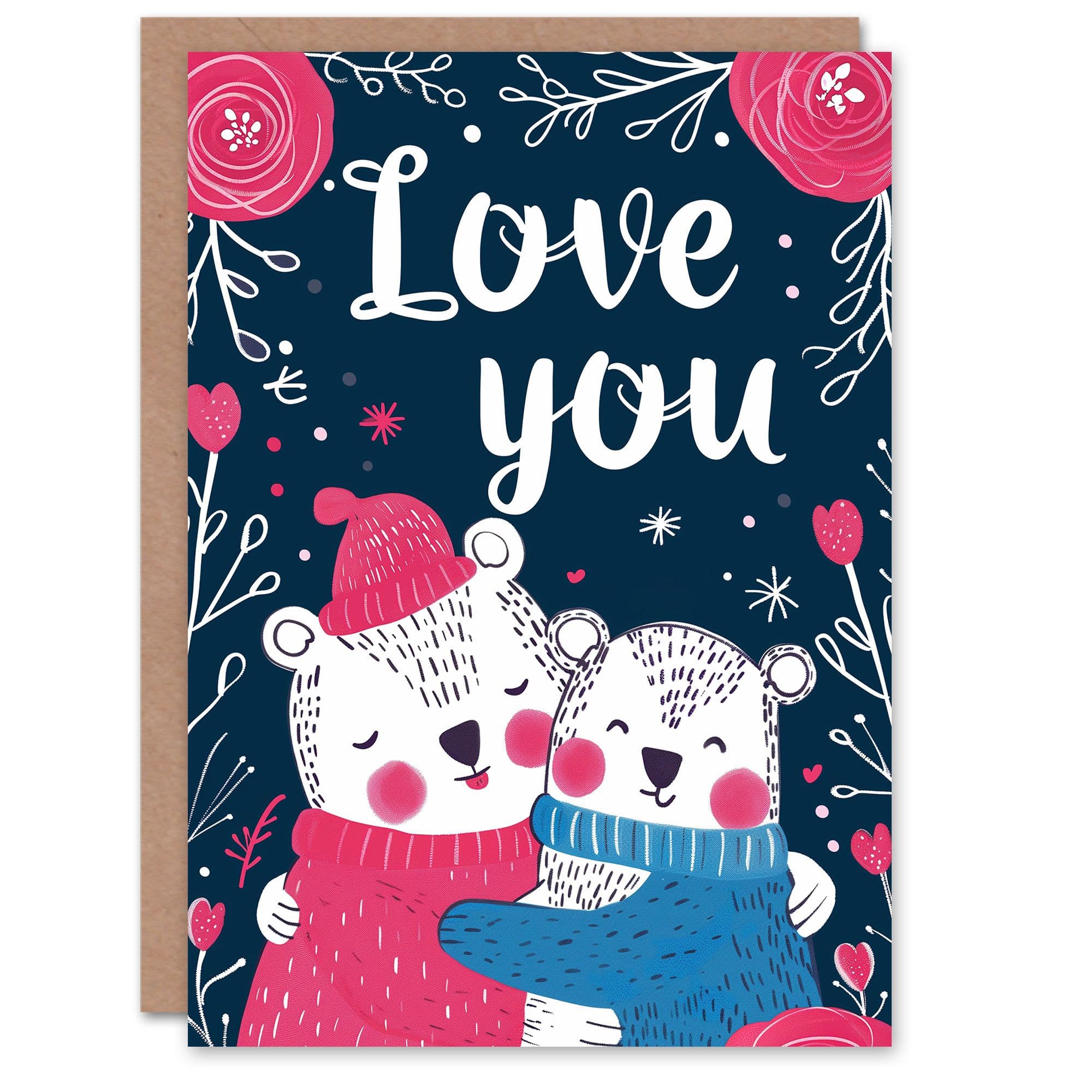 Mothers Day Greeting Card Love You Bear Hugs in Jumpers For Him or Her