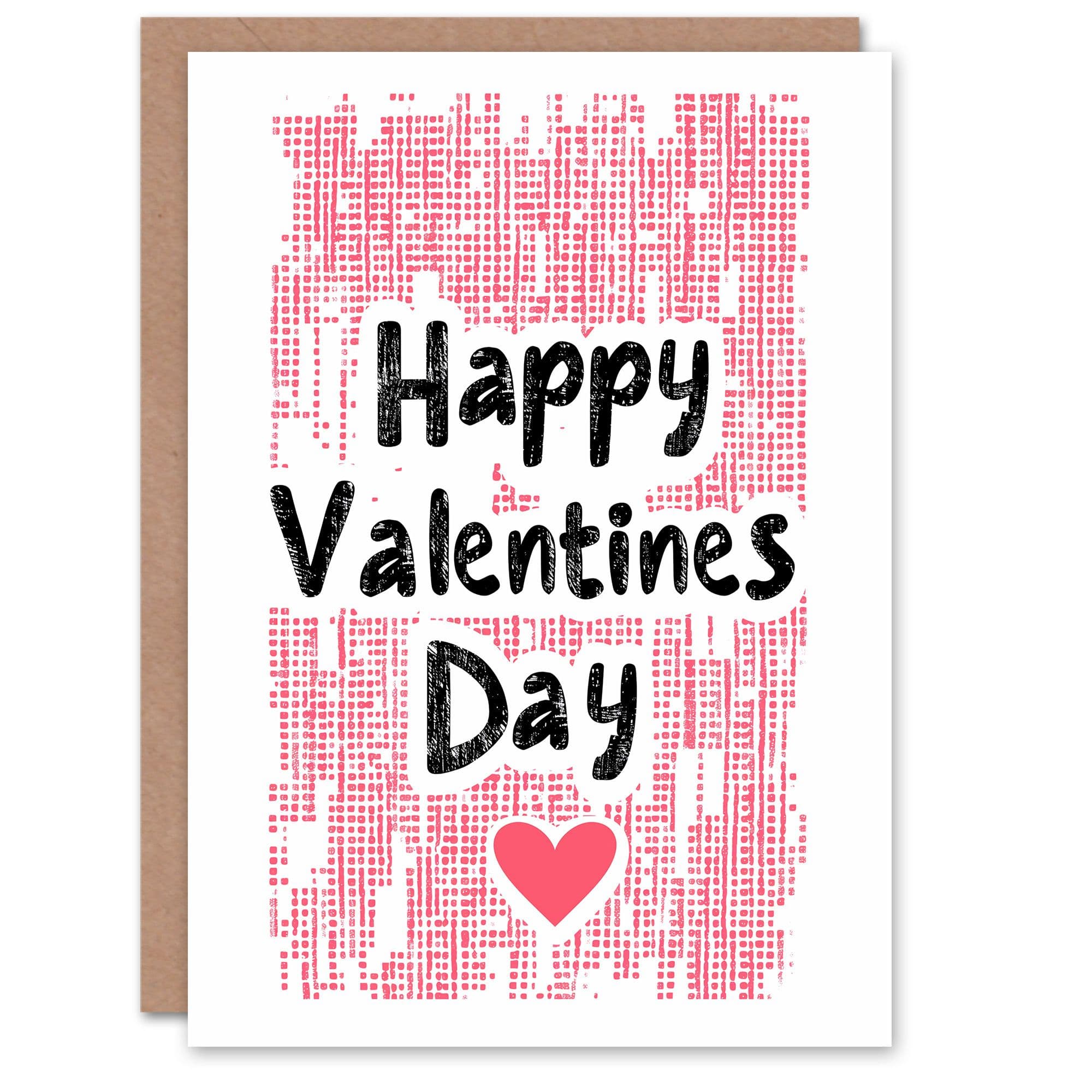 Anniversary Card Happy Valentines Day Matrix Letterpress Glitch Art For Him Husband Partner