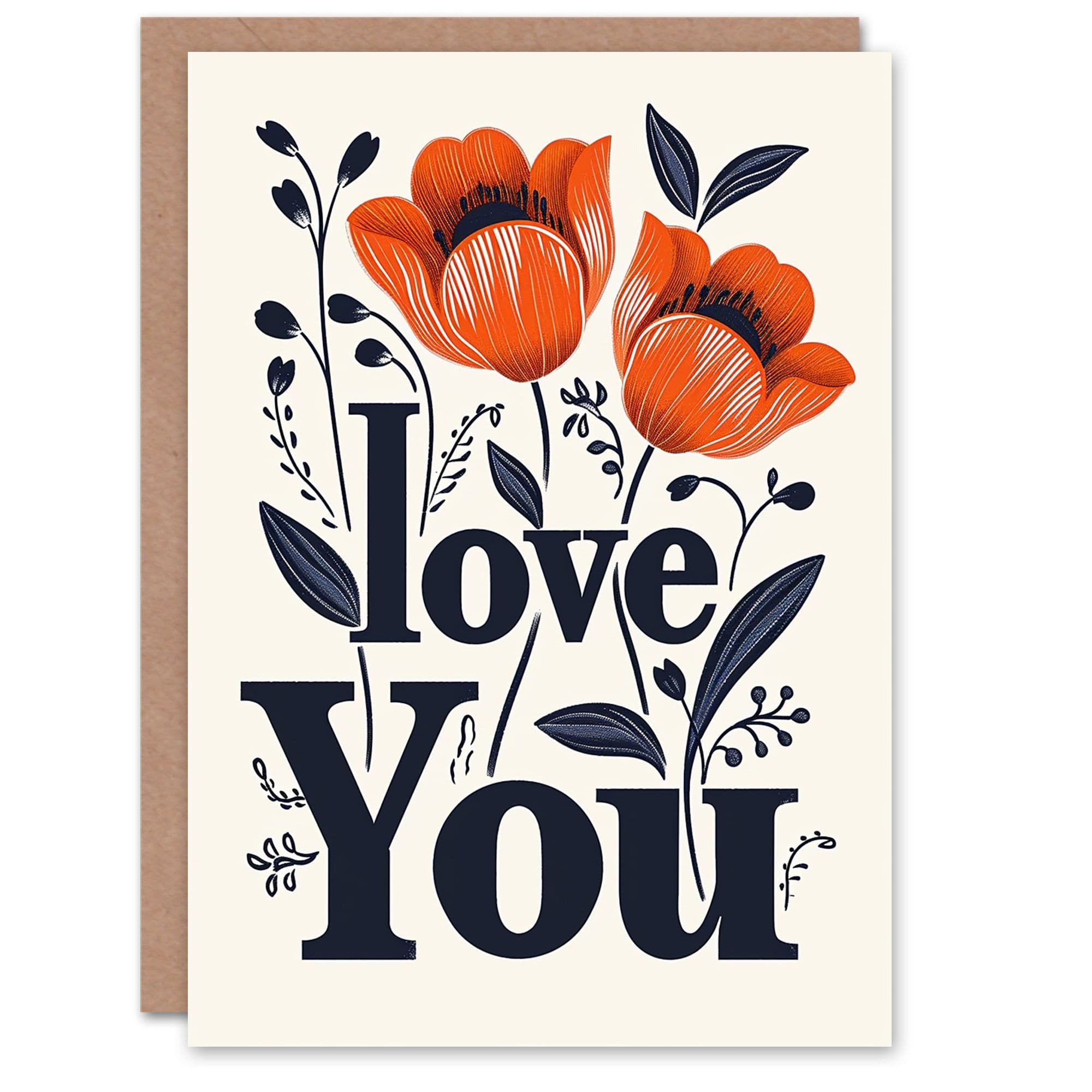Anniversary Card Simple Modern Love You Floral For Her Wife Partner