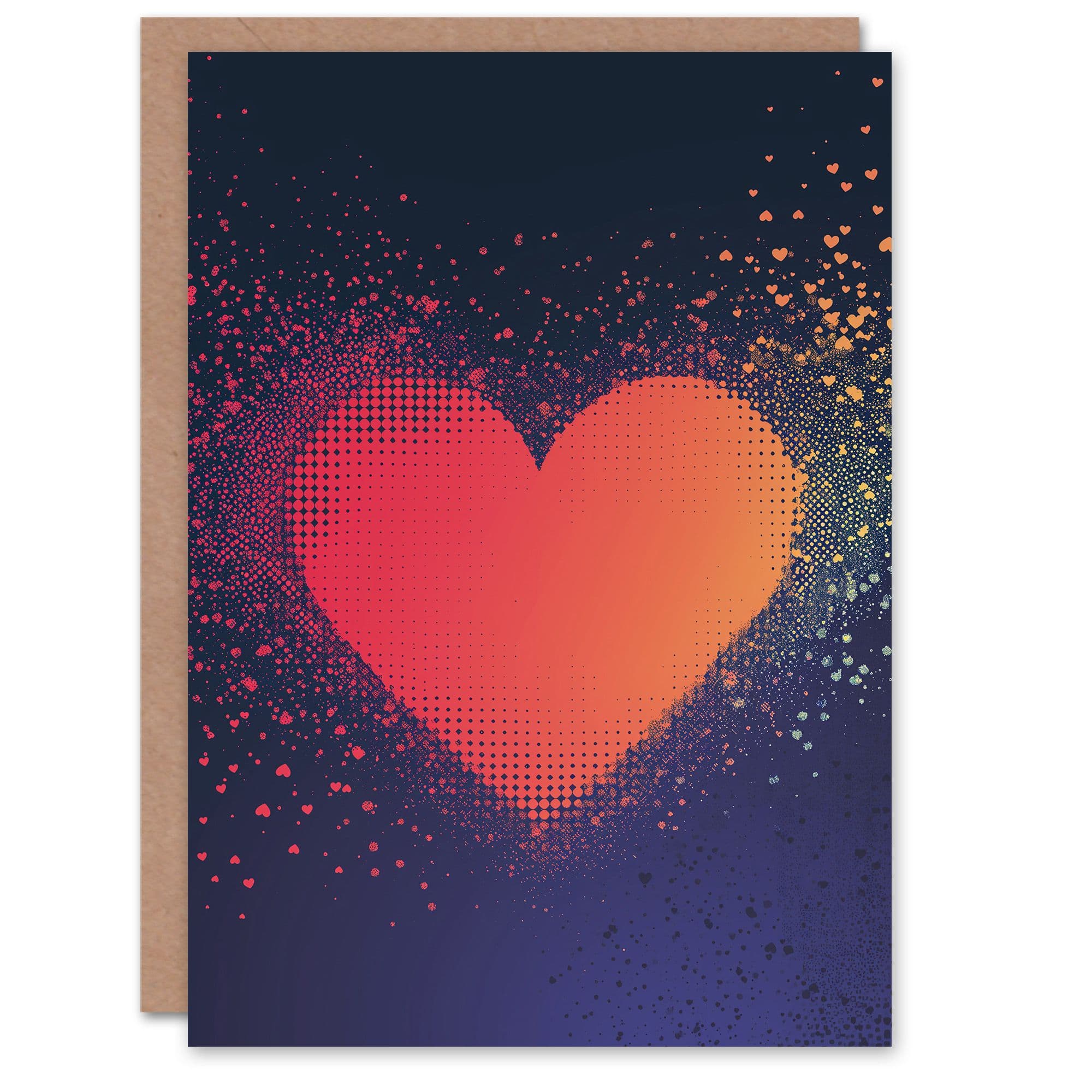 Anniversary Card Modern Pixel Love Heart No Message Simple Him or Her