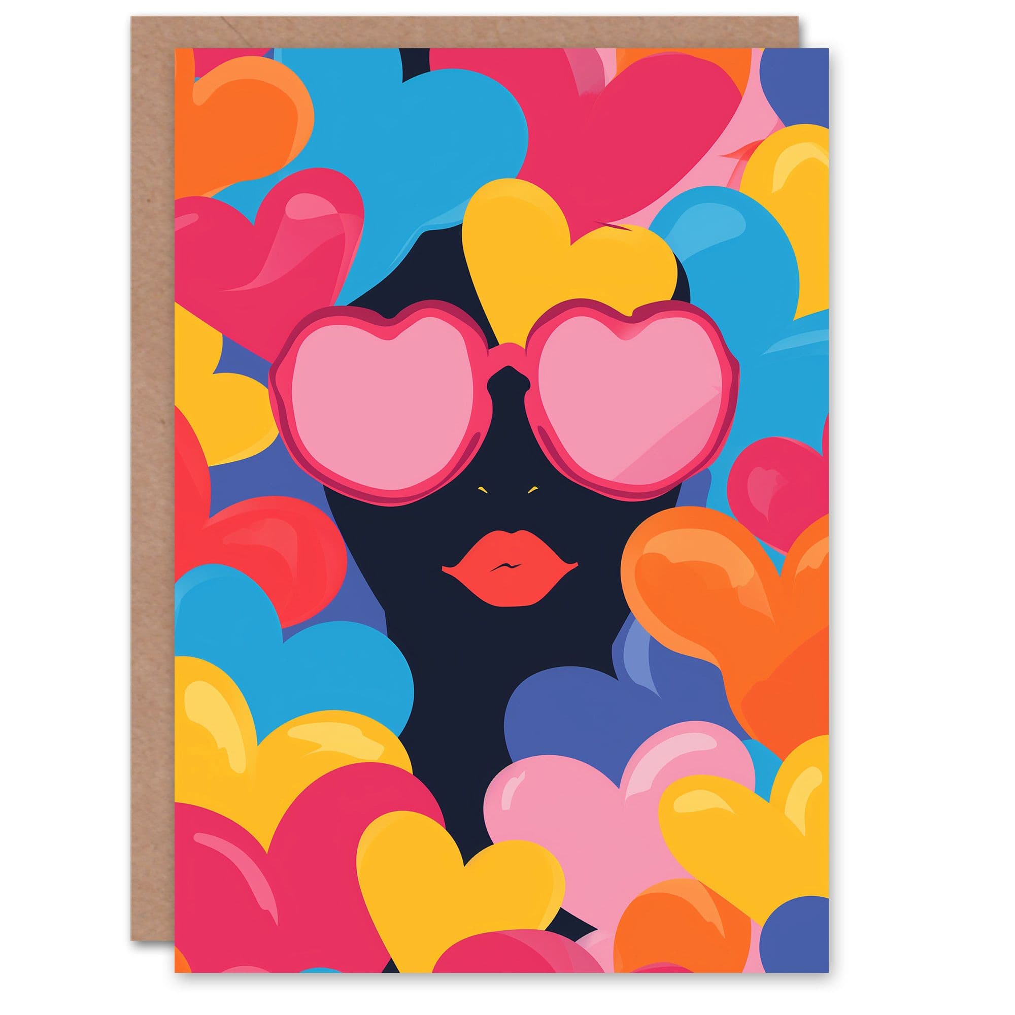 Anniversary Card Love Heart Eyes Red Lips Sunglasses For Him Husband Partner