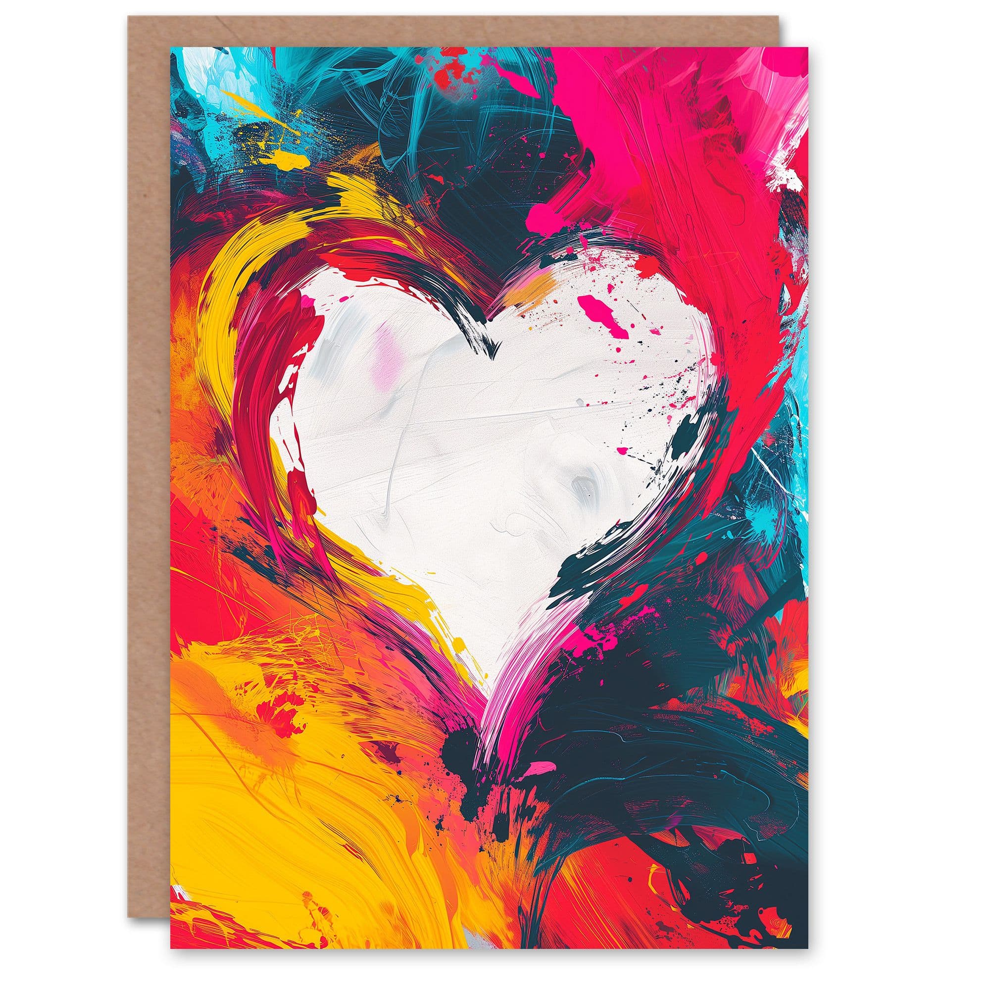 Anniversary Card Oil Paint Simple Love Heart No Words Message Him Husband Partner
