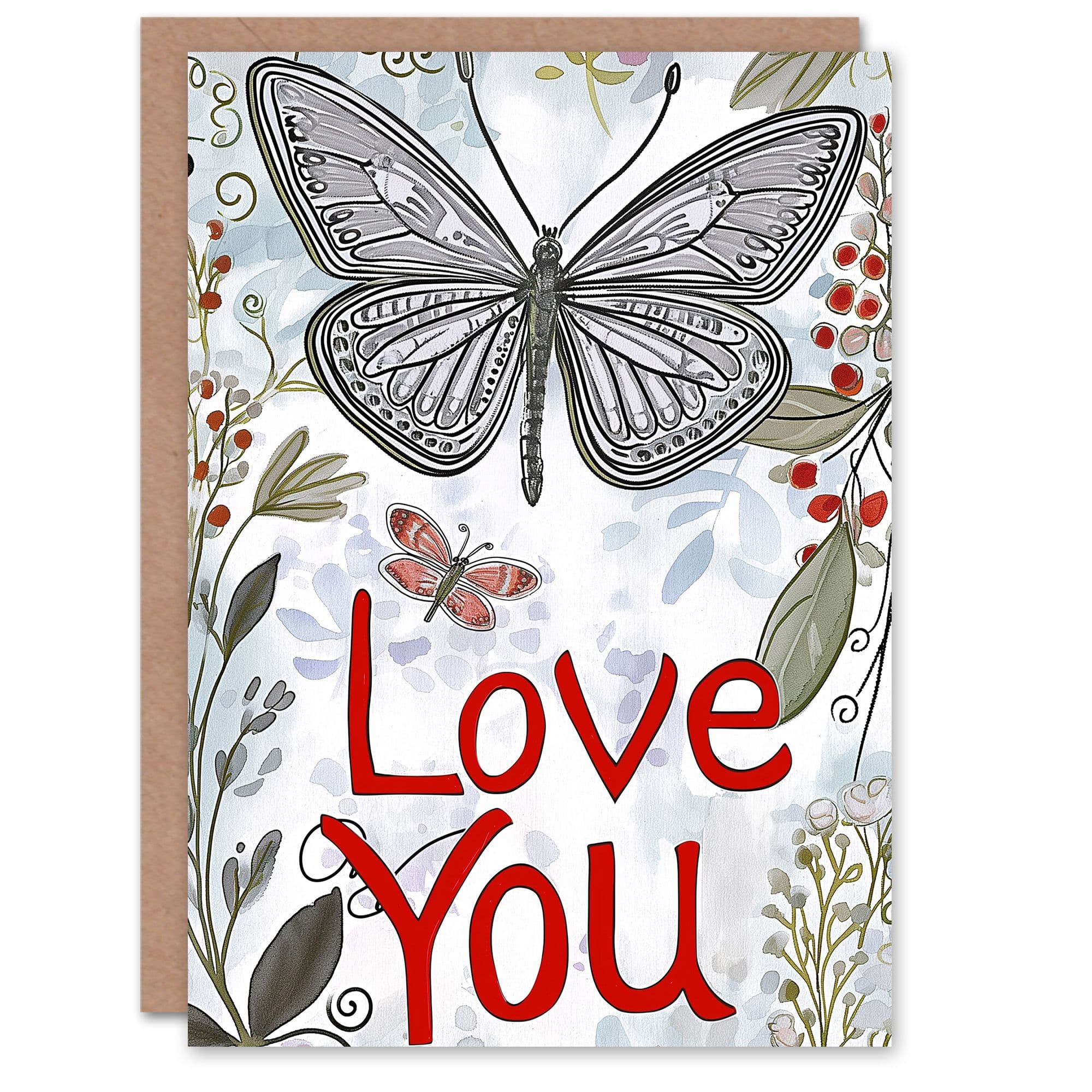Anniversary Card Love You Butterflies Botanical Her Wife Partner