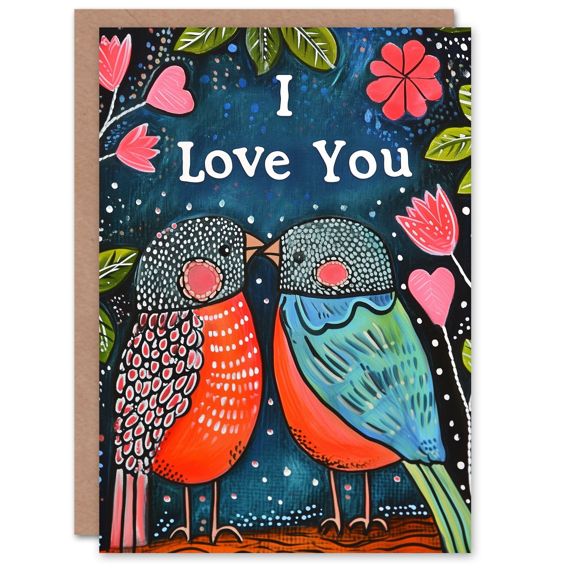 Anniversary Card I Love You Birds Tree Flowers Her Wife Partner