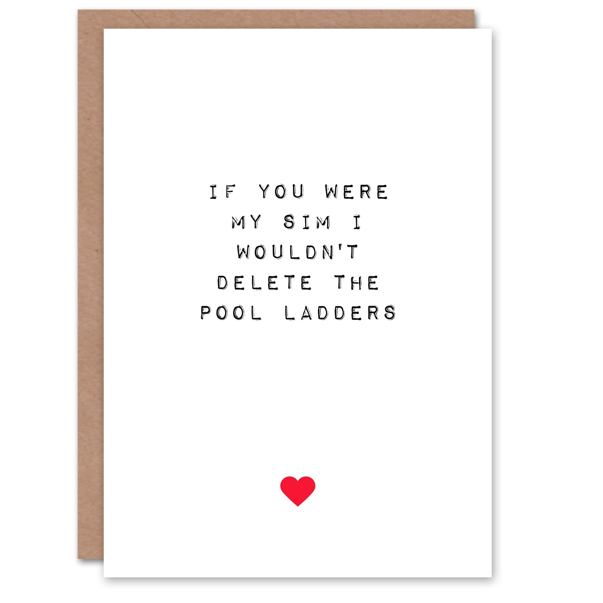 Anniversary Card Fun Funny Humour Sims Delete Pool Ladder For Him or Her