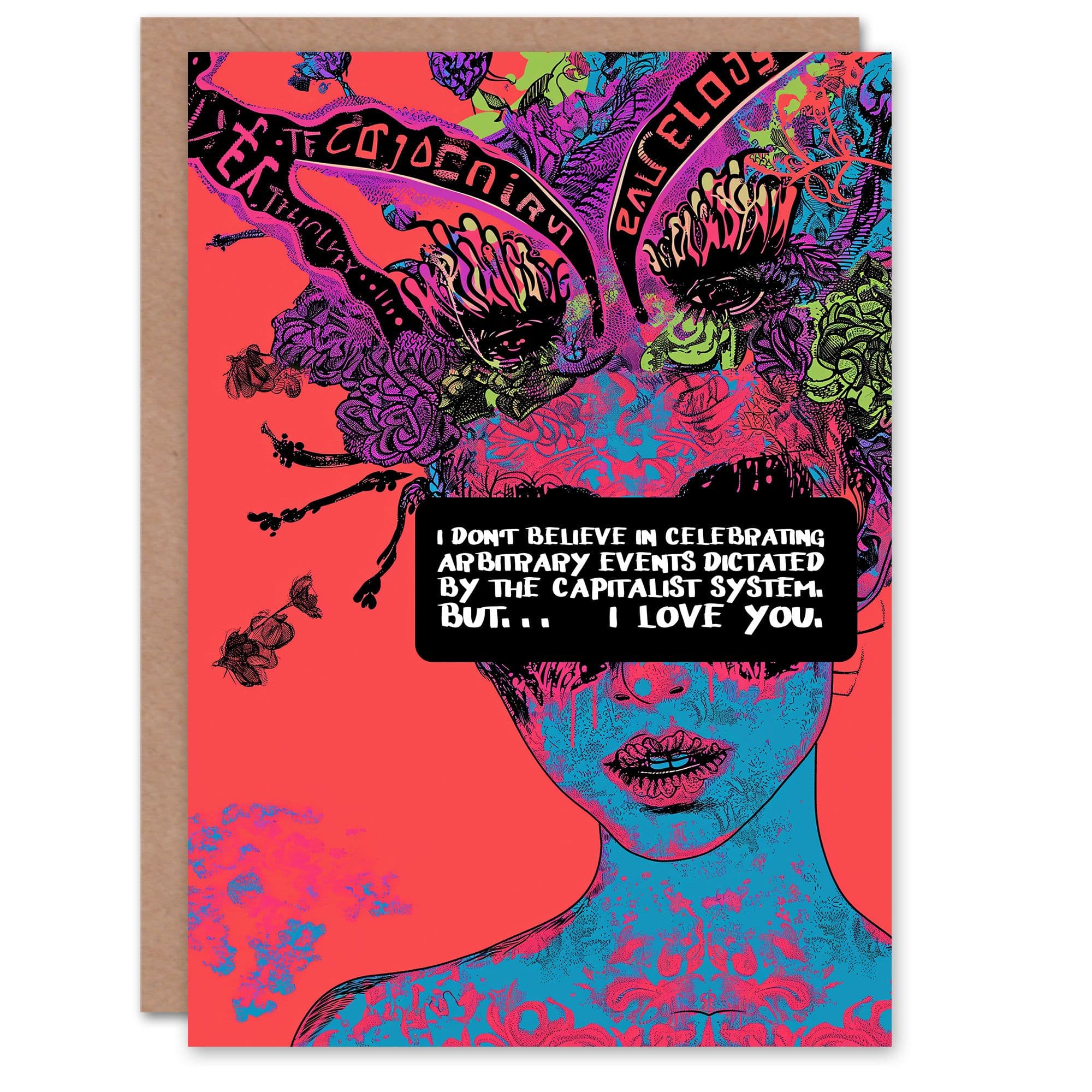 Anniversary Card Anticapitalist Anarchy But I Love You Him or Her
