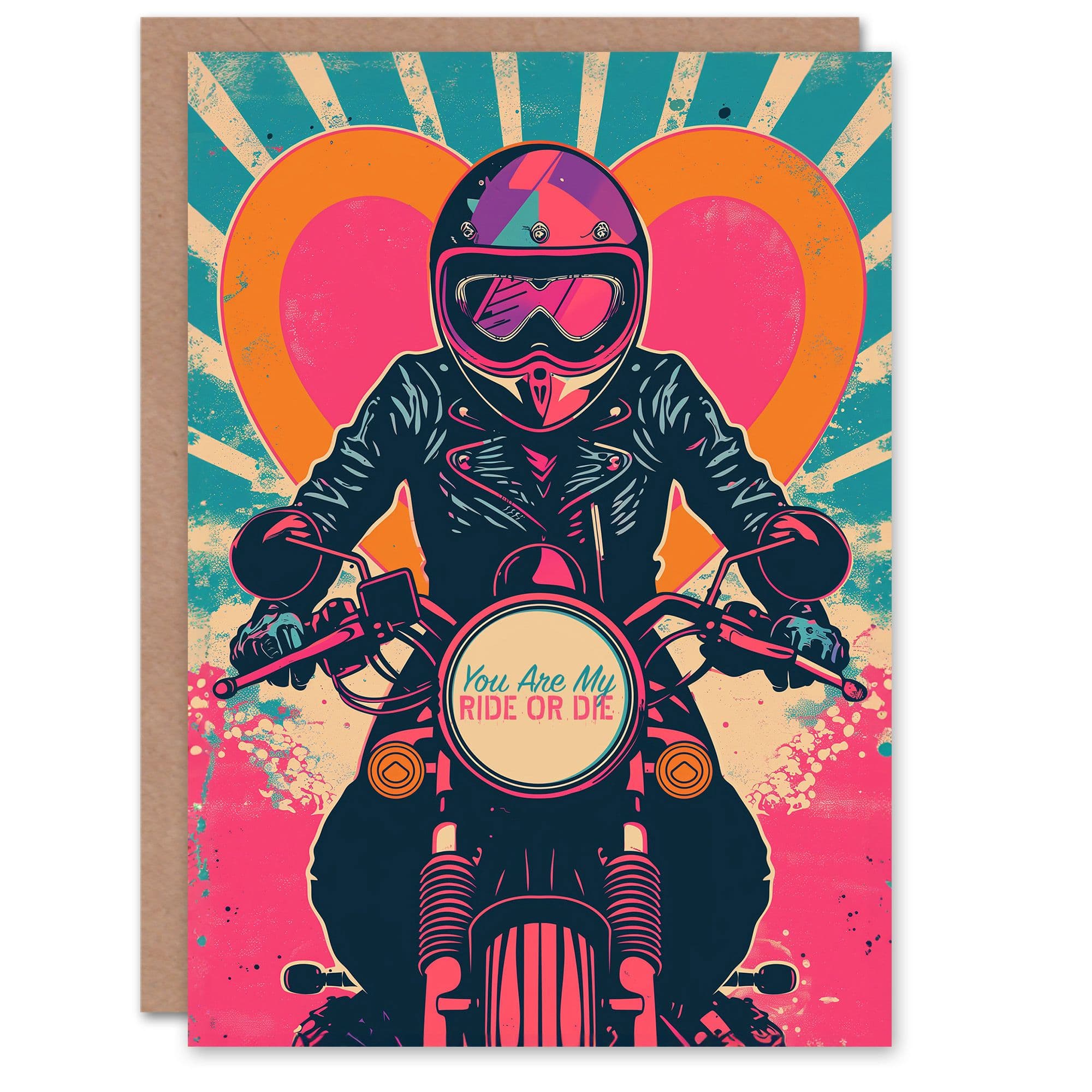Anniversary Card Pop Art Biker Ride or Die Her Wife Partner