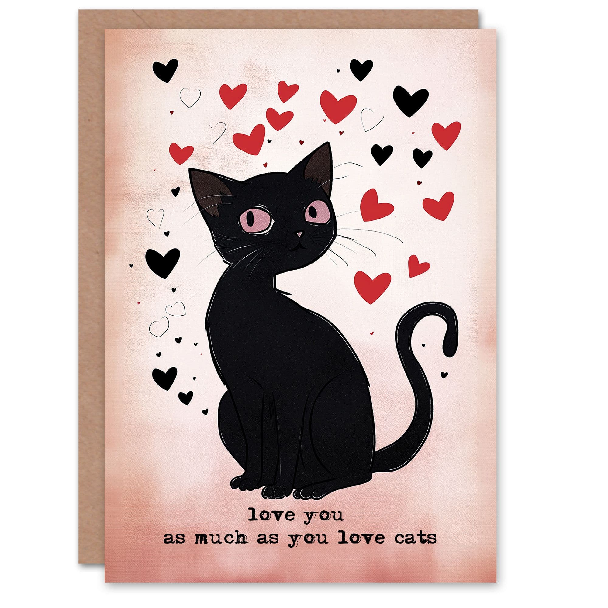 Anniversary Card Love You Cat Lover Hearts For Him or Her