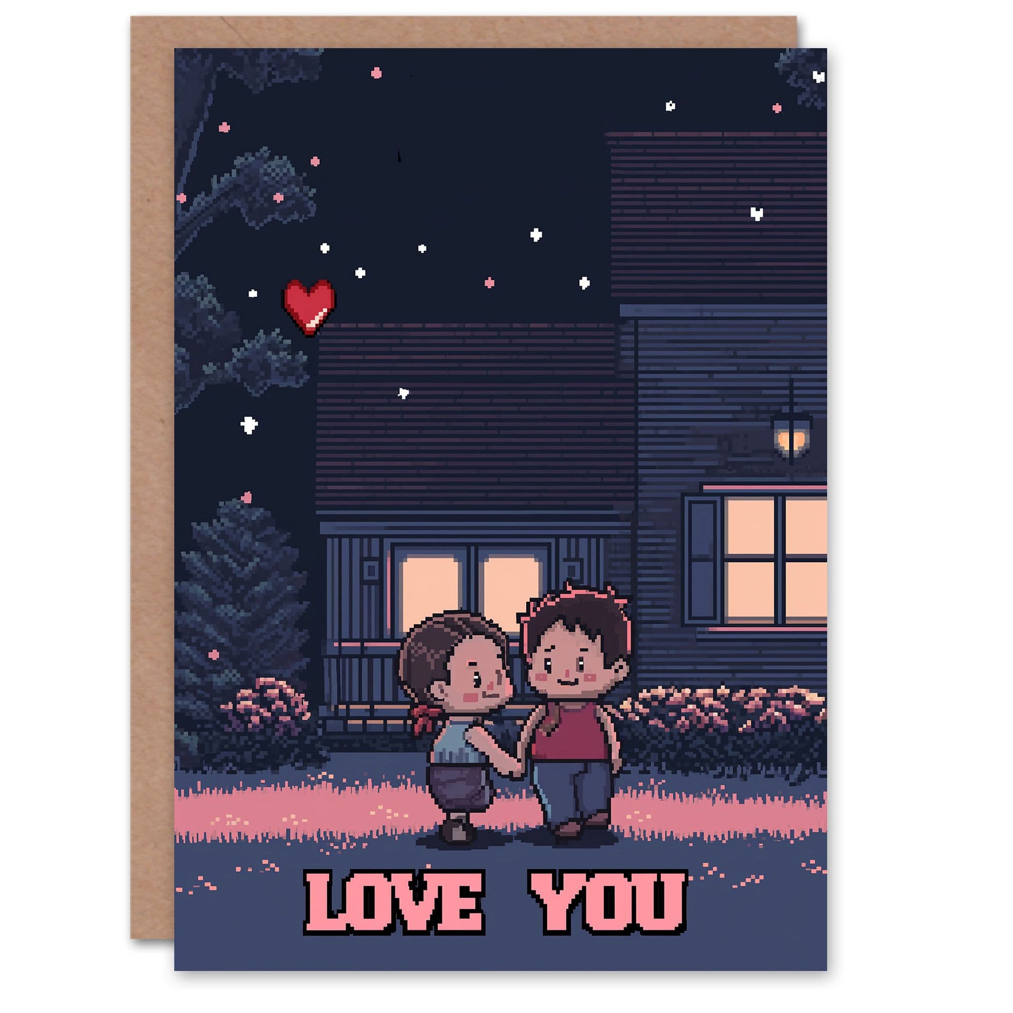 Anniversary Card Cute Video Game Pixel Art Love You Him or Her