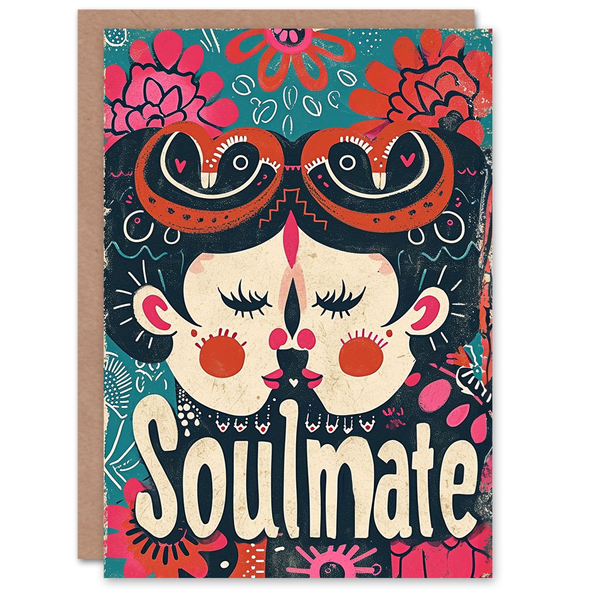Anniversary Card Gay Soulmate Lesbian Folk Art For Her Wife Partner