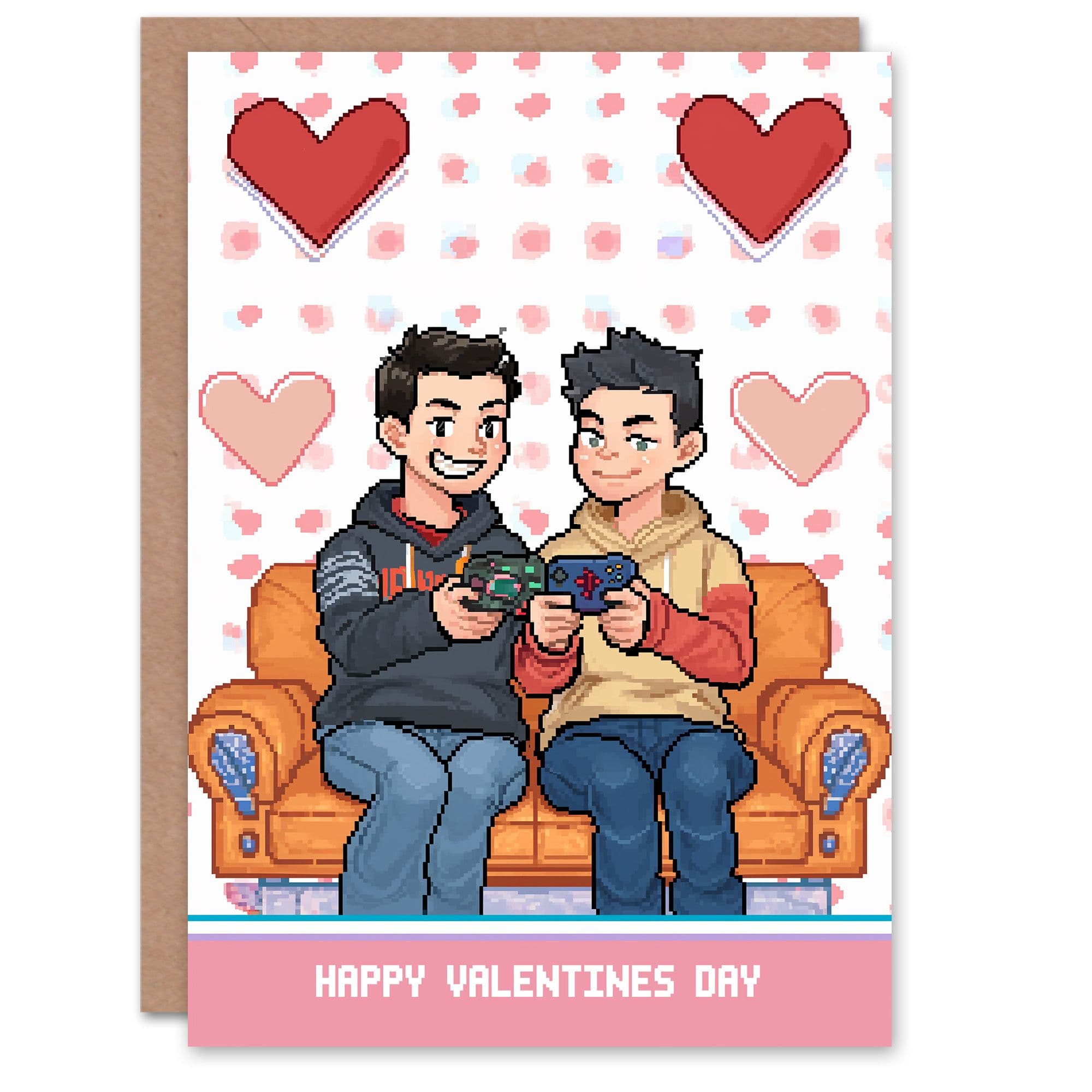 Anniversary Card Gay Gamers Video Games Pixel Art For Him Husband Partner