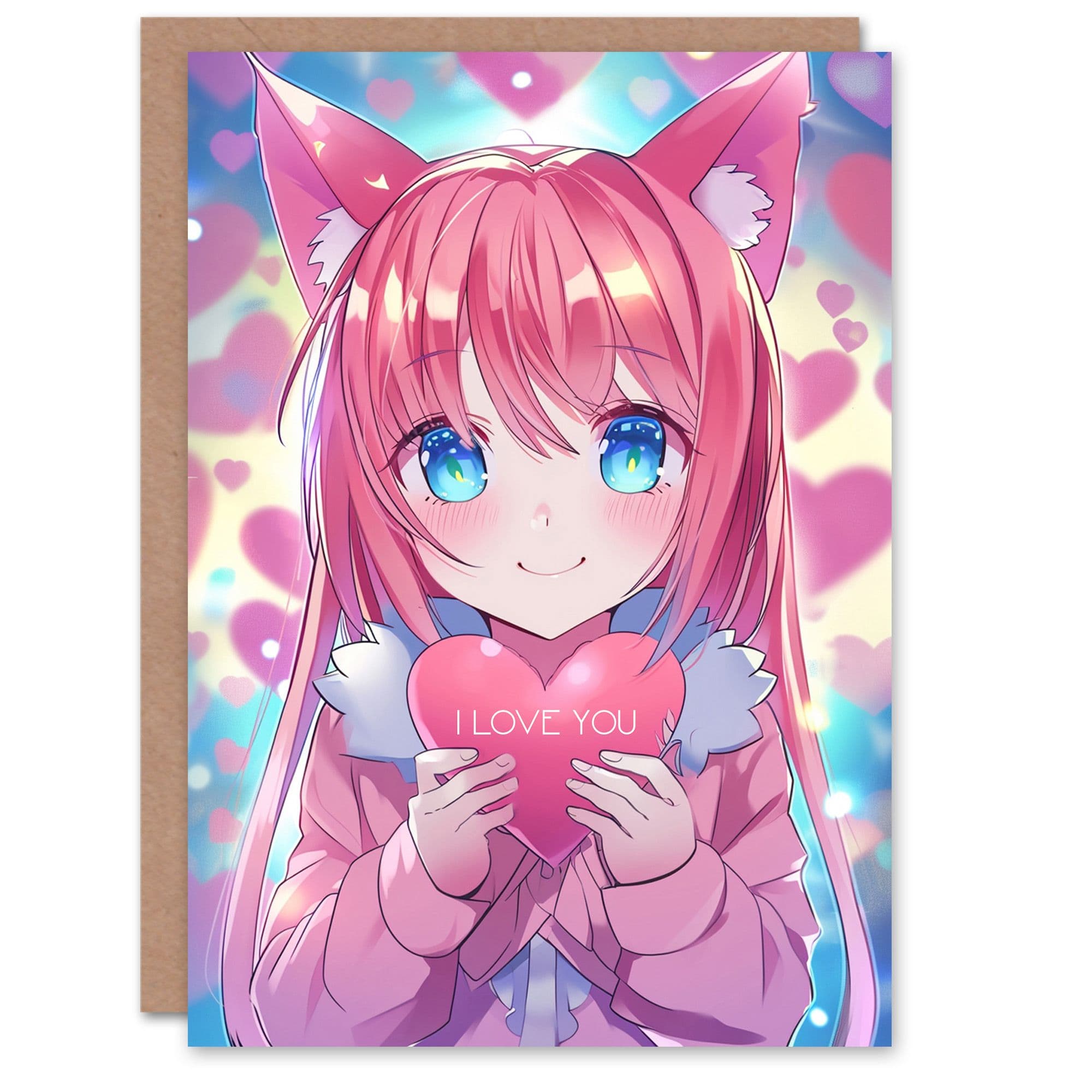 Anniversary Card I Love You Anime Manga Girl Kawaii For Him Husband Partner