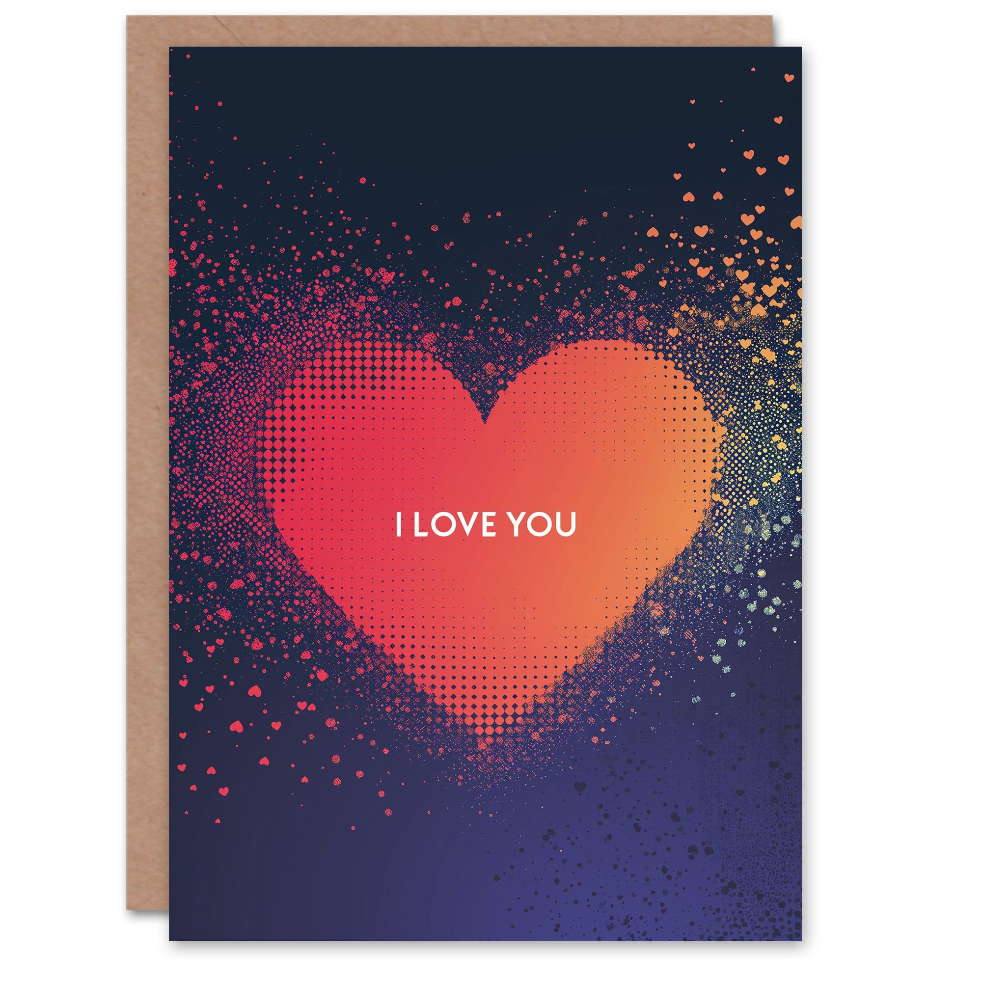 Anniversary Card Pixel Dissolving Love You Heart Him or Her