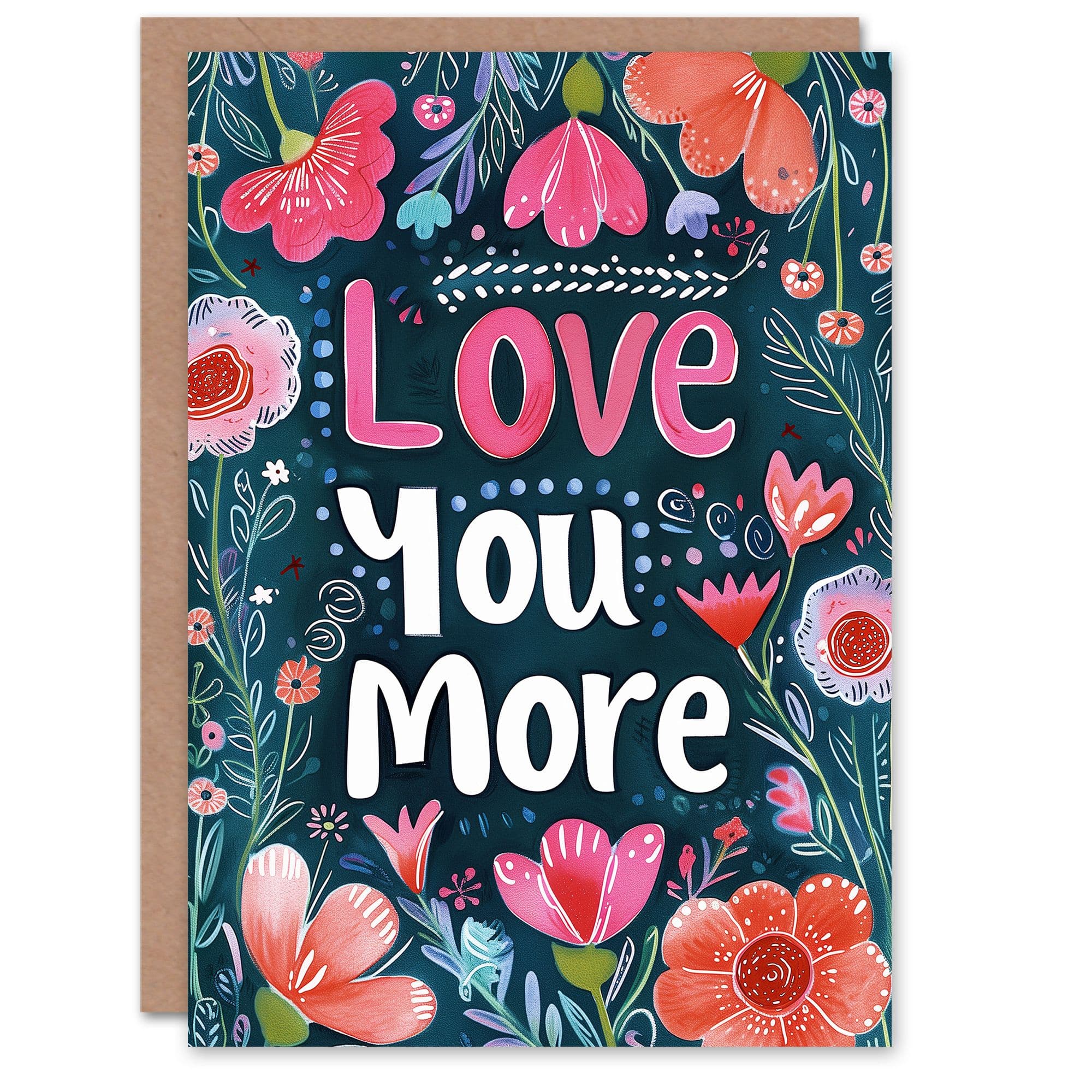Anniversary Card Love You More Watercolour Flowers For Her Wife Partner
