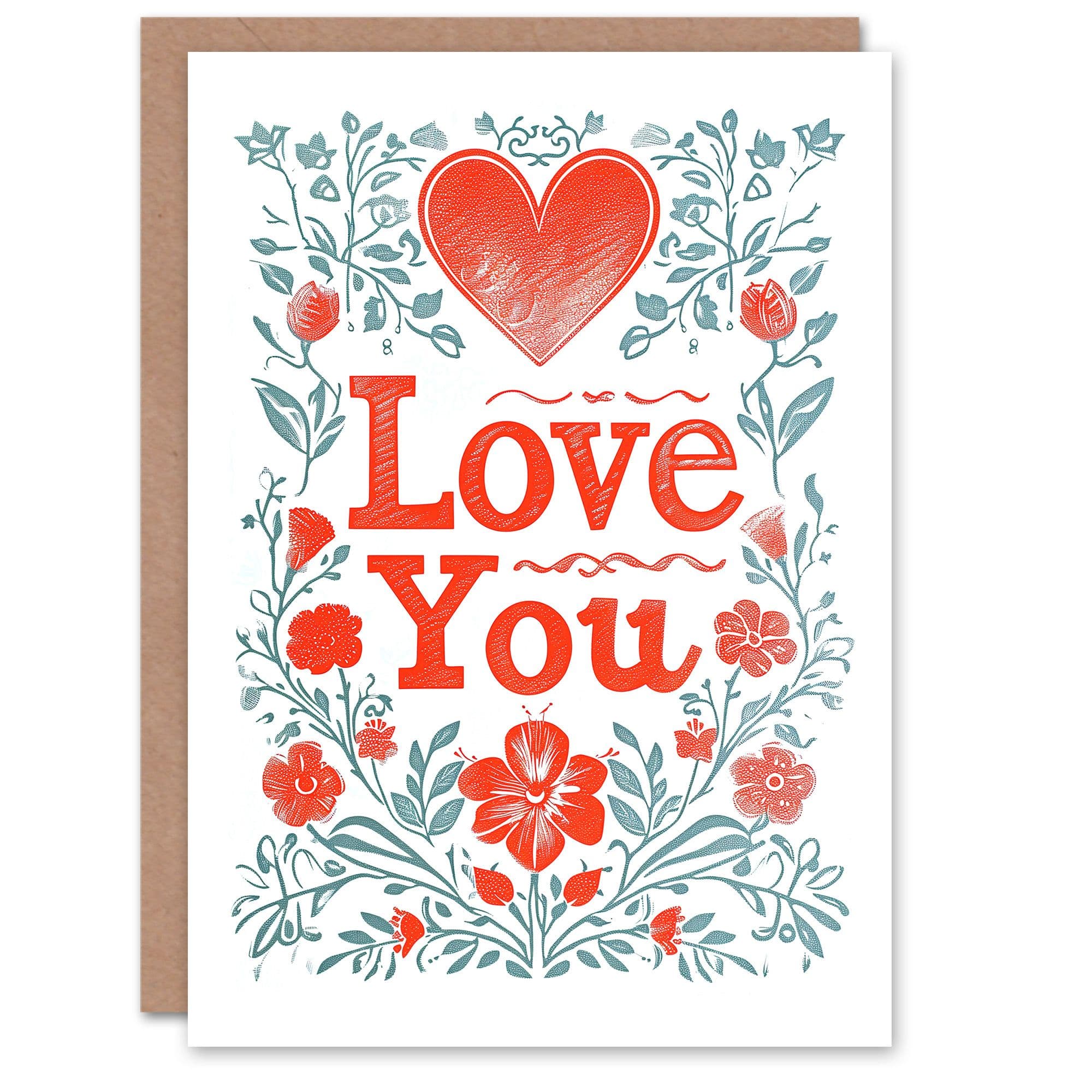 Anniversary Card Heart Love You Floral Letterpress Her Wife Partner