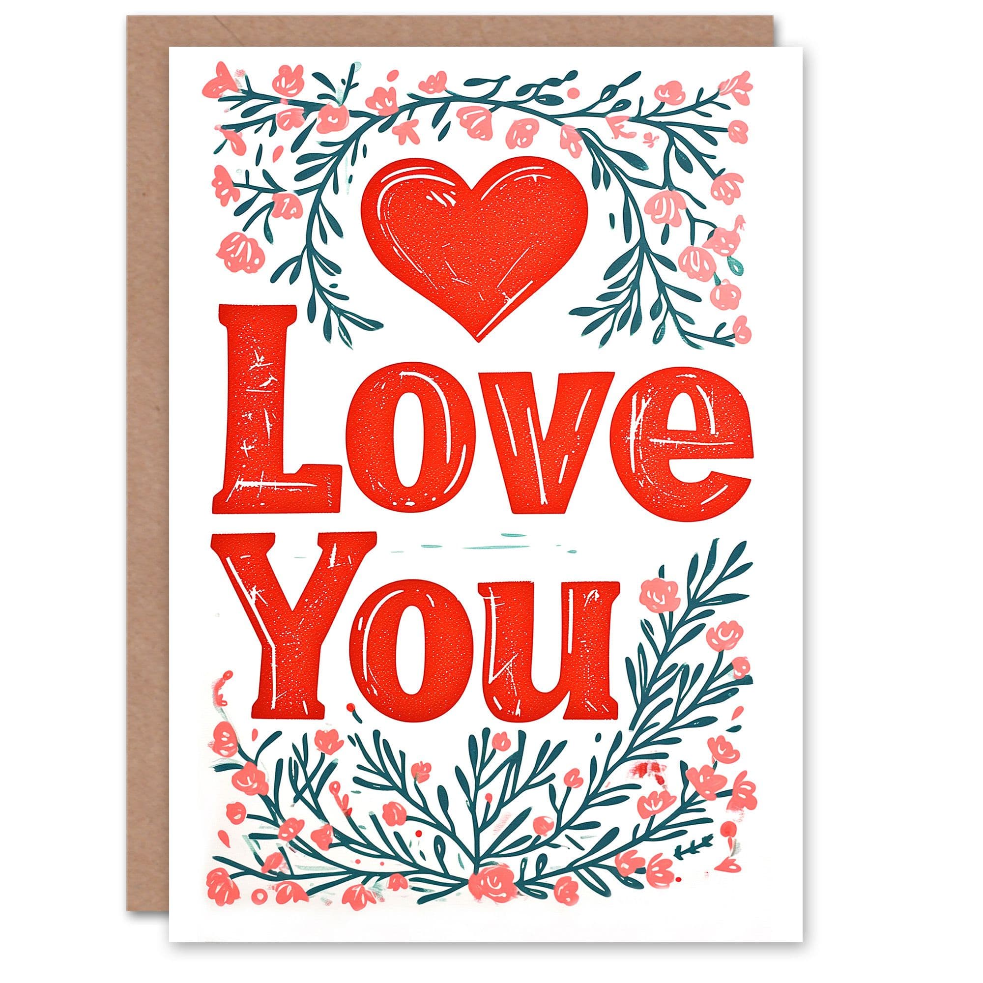 Anniversary Card Love You Heart Floral Letterpress Her Wife Partner