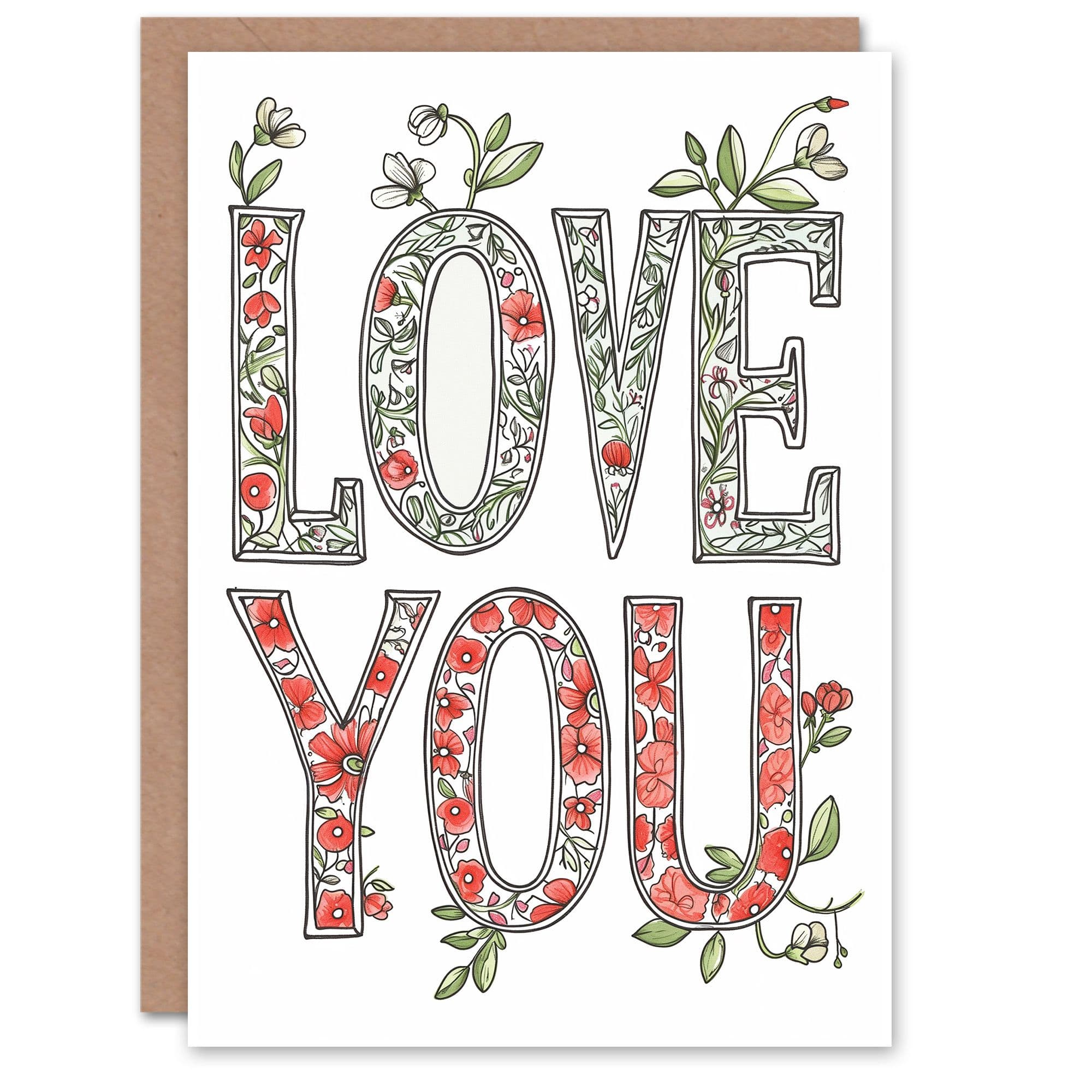 Anniversary Card Love You Floral Typography Her Wife Partner