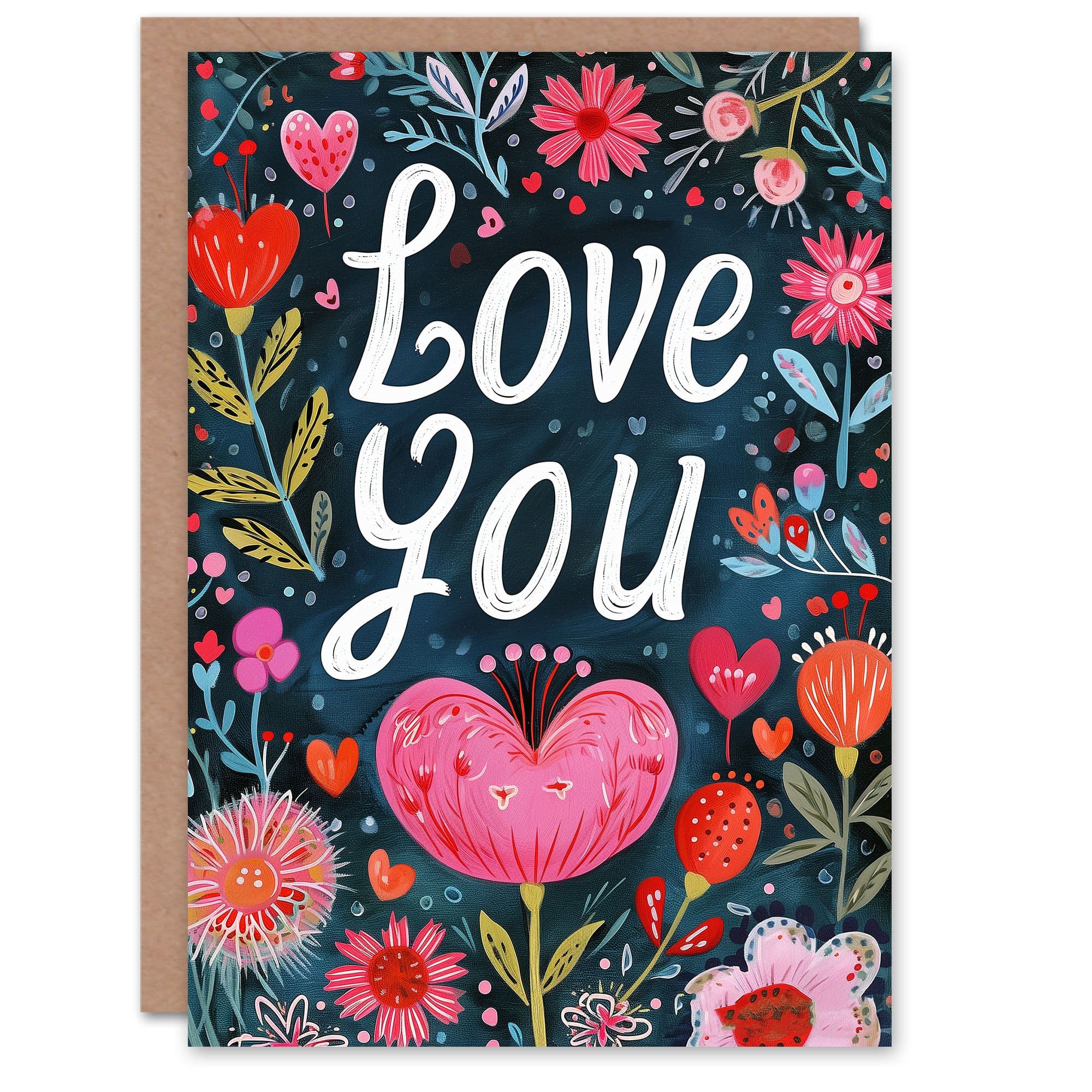 Anniversary Card Love You Flower Border Design Dark For Her Wife Partner