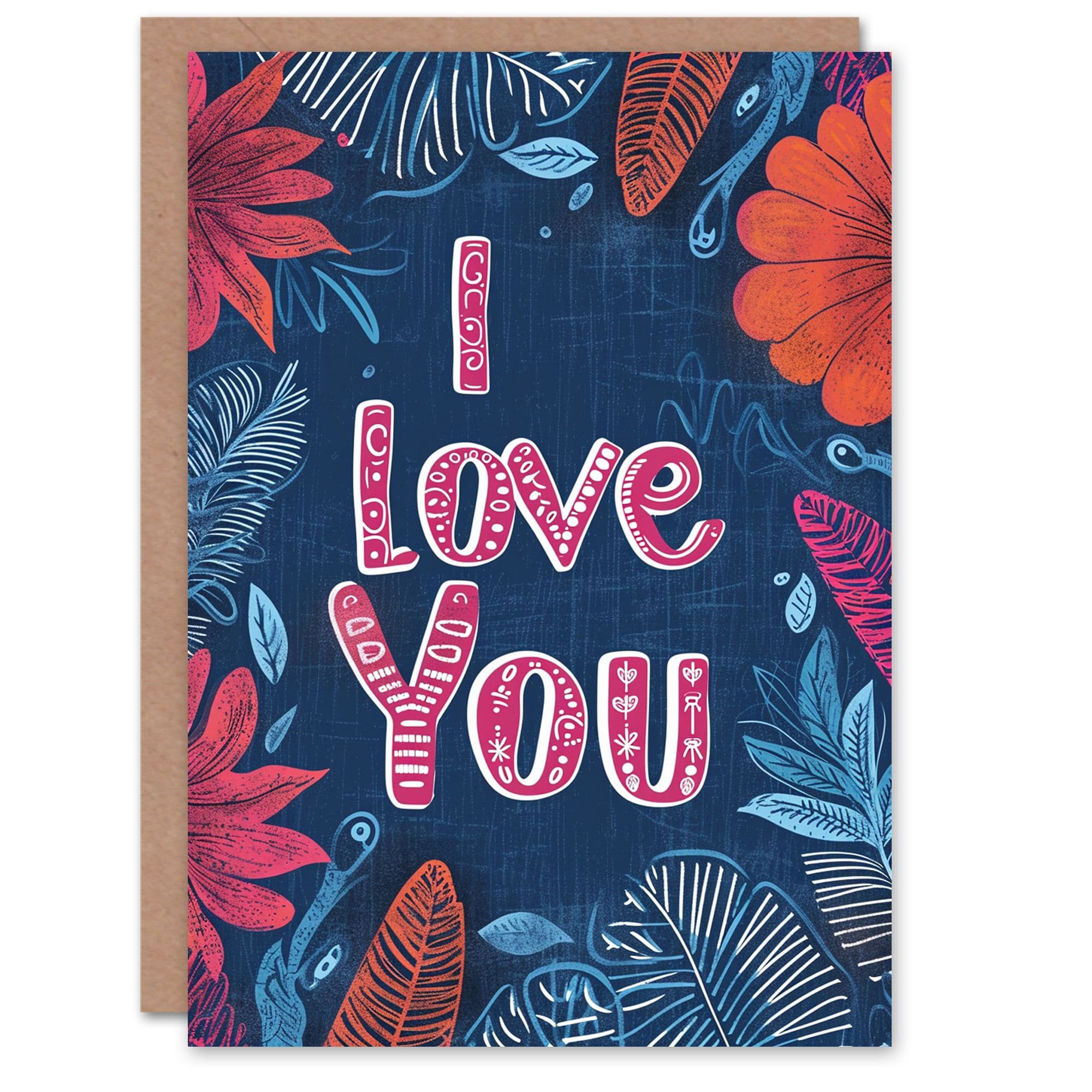 Anniversary Card I Love You Tropical Ferns Floral For Her Wife Partner