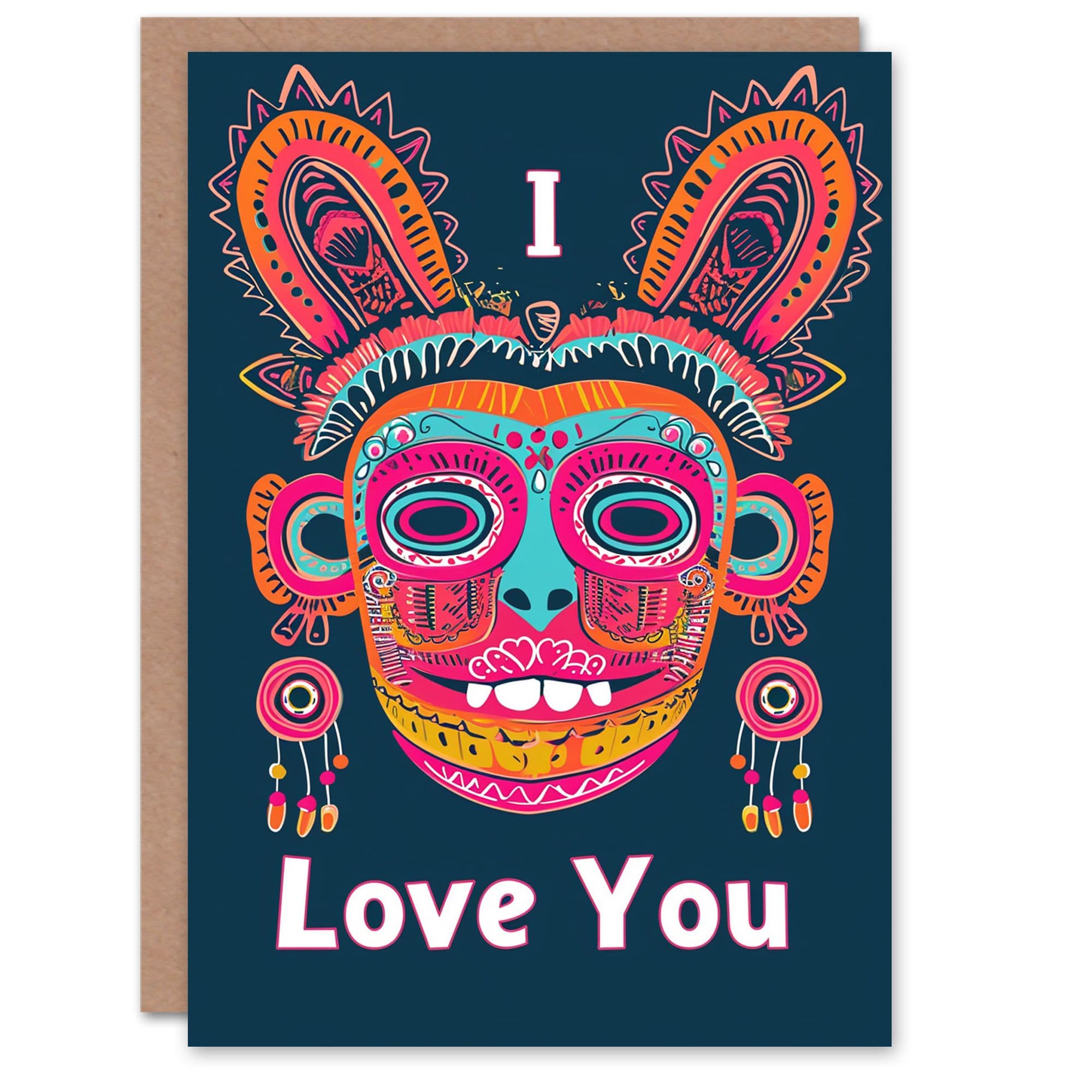 Anniversary Card I Love You Tribal Mask Her Wife Partner