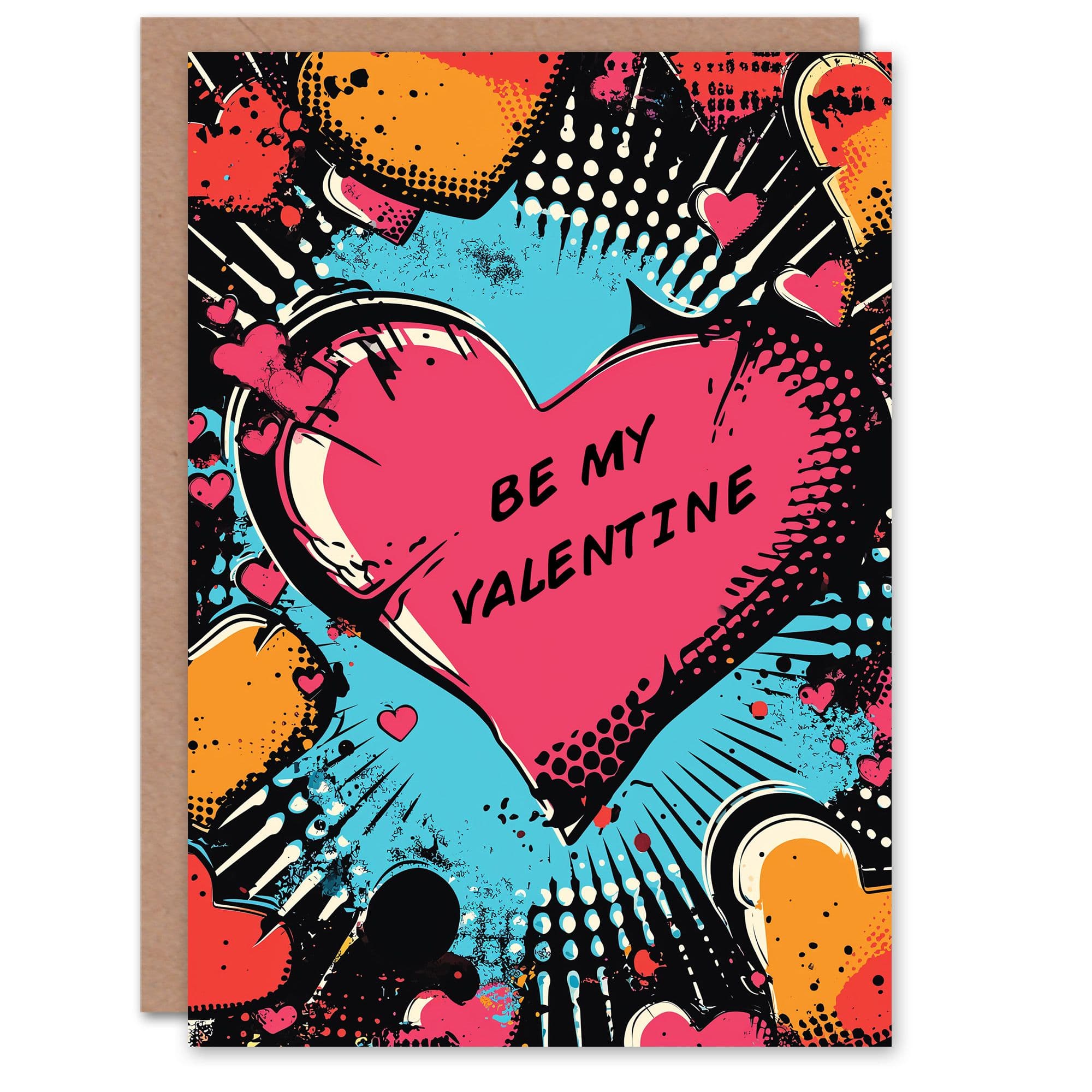 Anniversary Card Be My Valentine Heart Pop Art Her Wife Partner