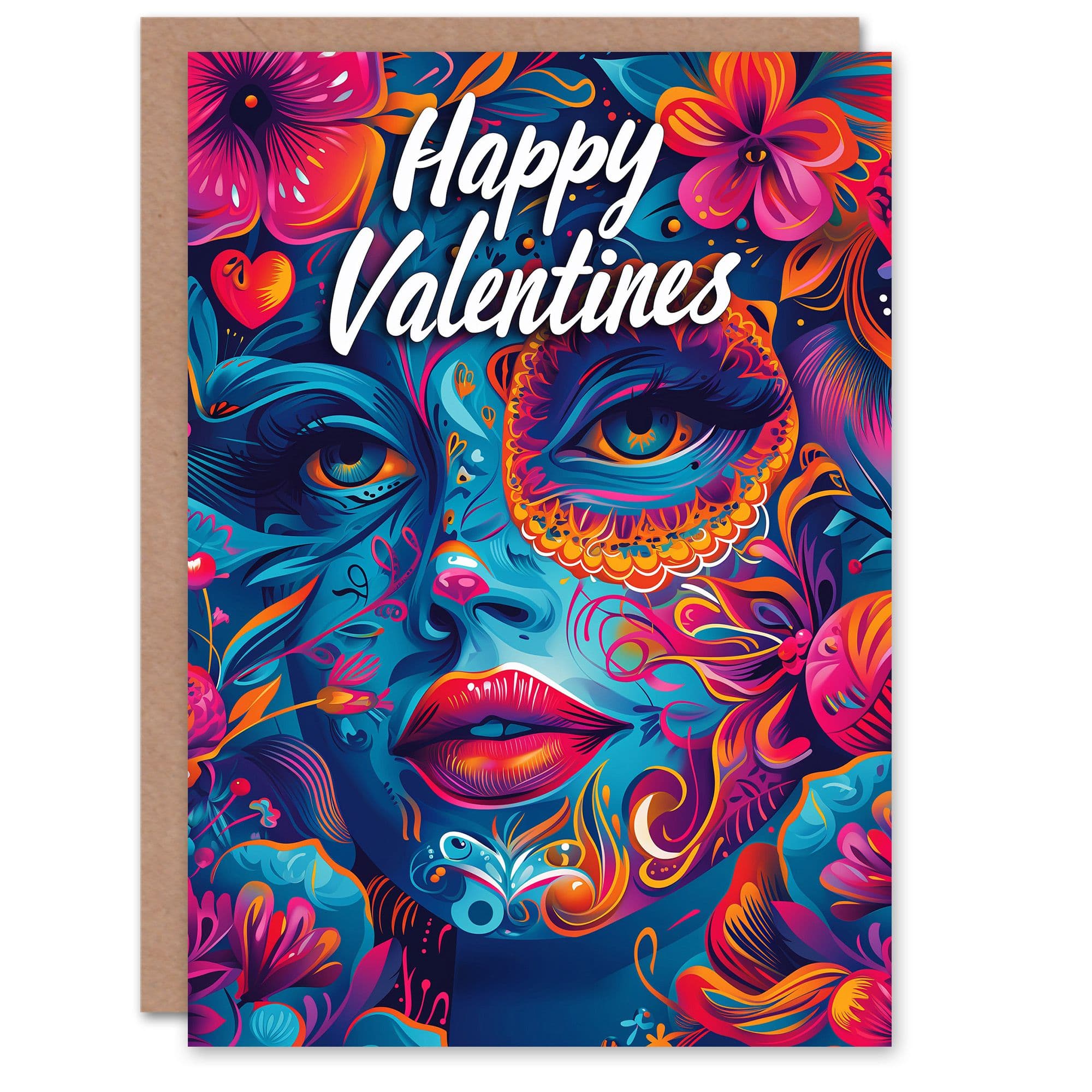 Anniversary Card Happy Valentines Sugar Skull Floral Her Wife Partner